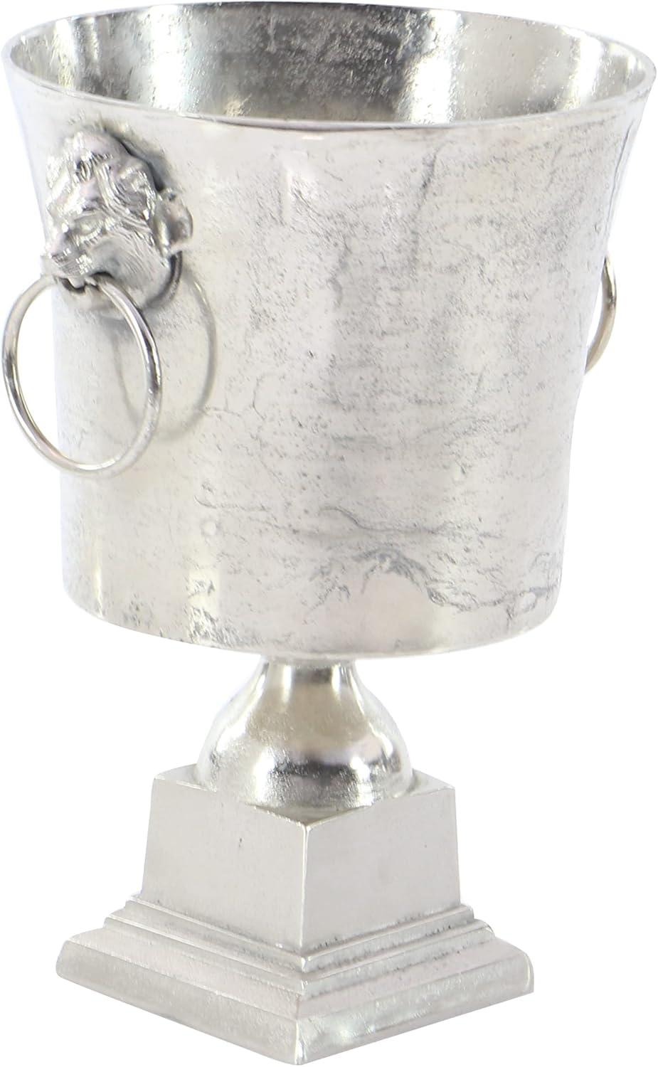 DecMode Round Aluminum 2 Bottles Silver Ice Bucket with Champagne Text