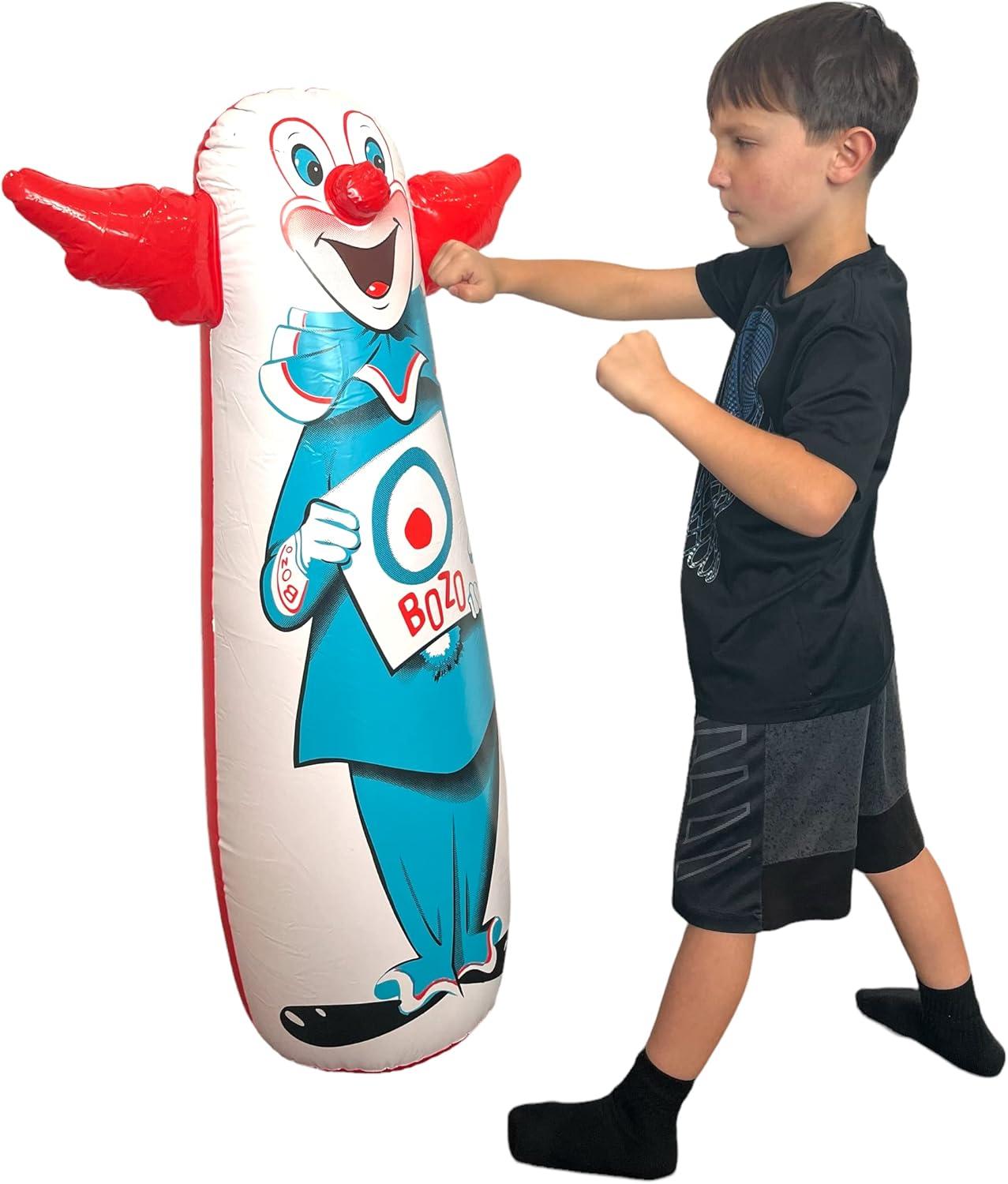 WARM FUZZY Toys - The Original Bozo The Clown Inflatable 3-D Bop Bag Works Great for Ages 3+ and at Home, in The Classroom or as an Energy/Stress Reliever