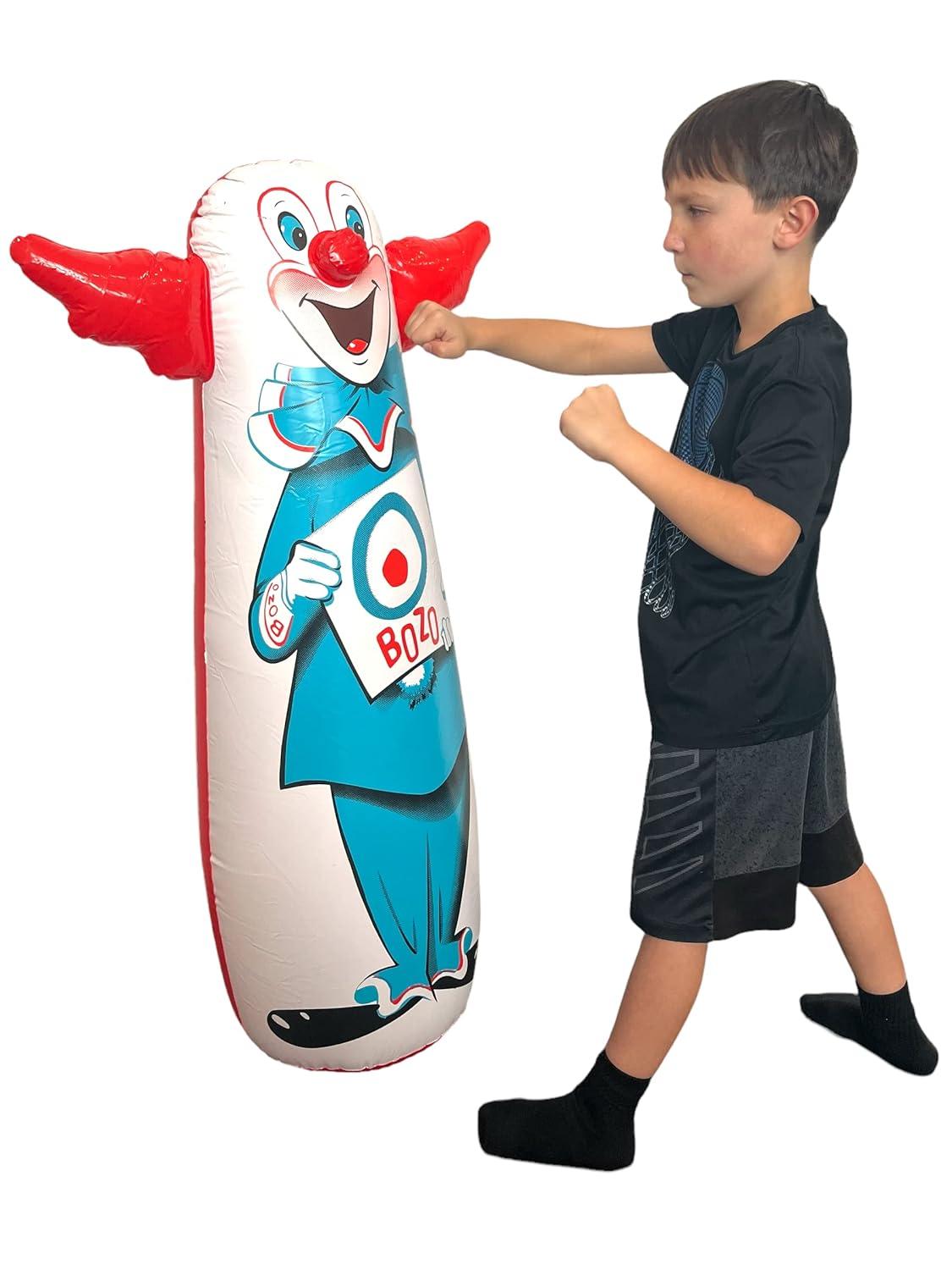 WARM FUZZY Toys - The Original Bozo The Clown Inflatable 3-D Bop Bag Works Great for Ages 3+ and at Home, in The Classroom or as an Energy/Stress Reliever