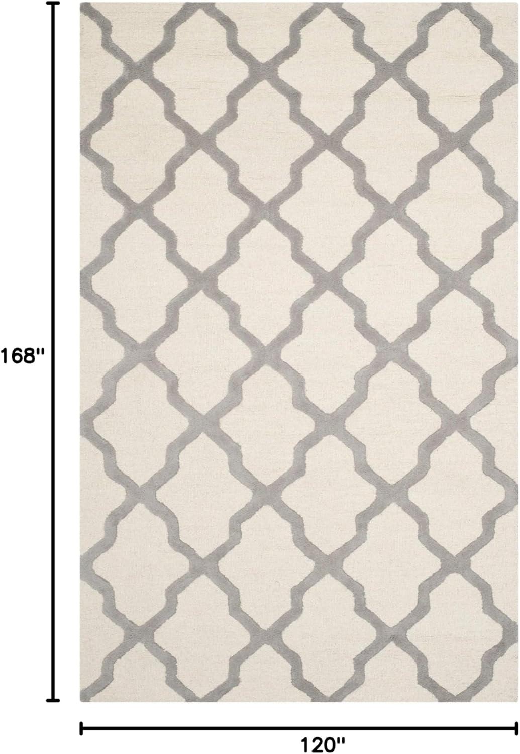 SAFAVIEH Cambridge Liam Geometric Wool Area Rug, Ivory/Silver, 10' x 14'