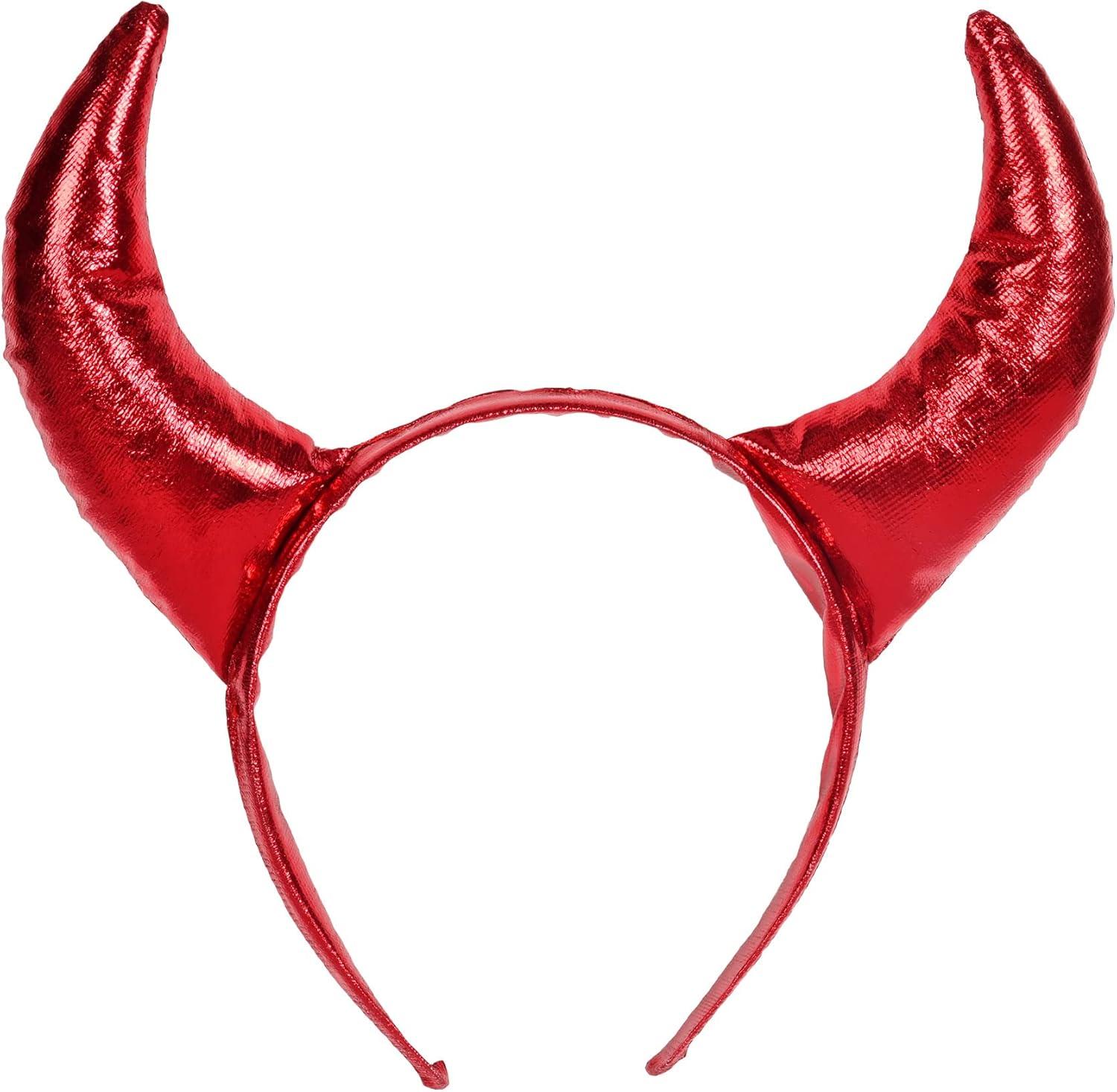 Shiny Red Fabric Devil Horns Headband for Cosplay