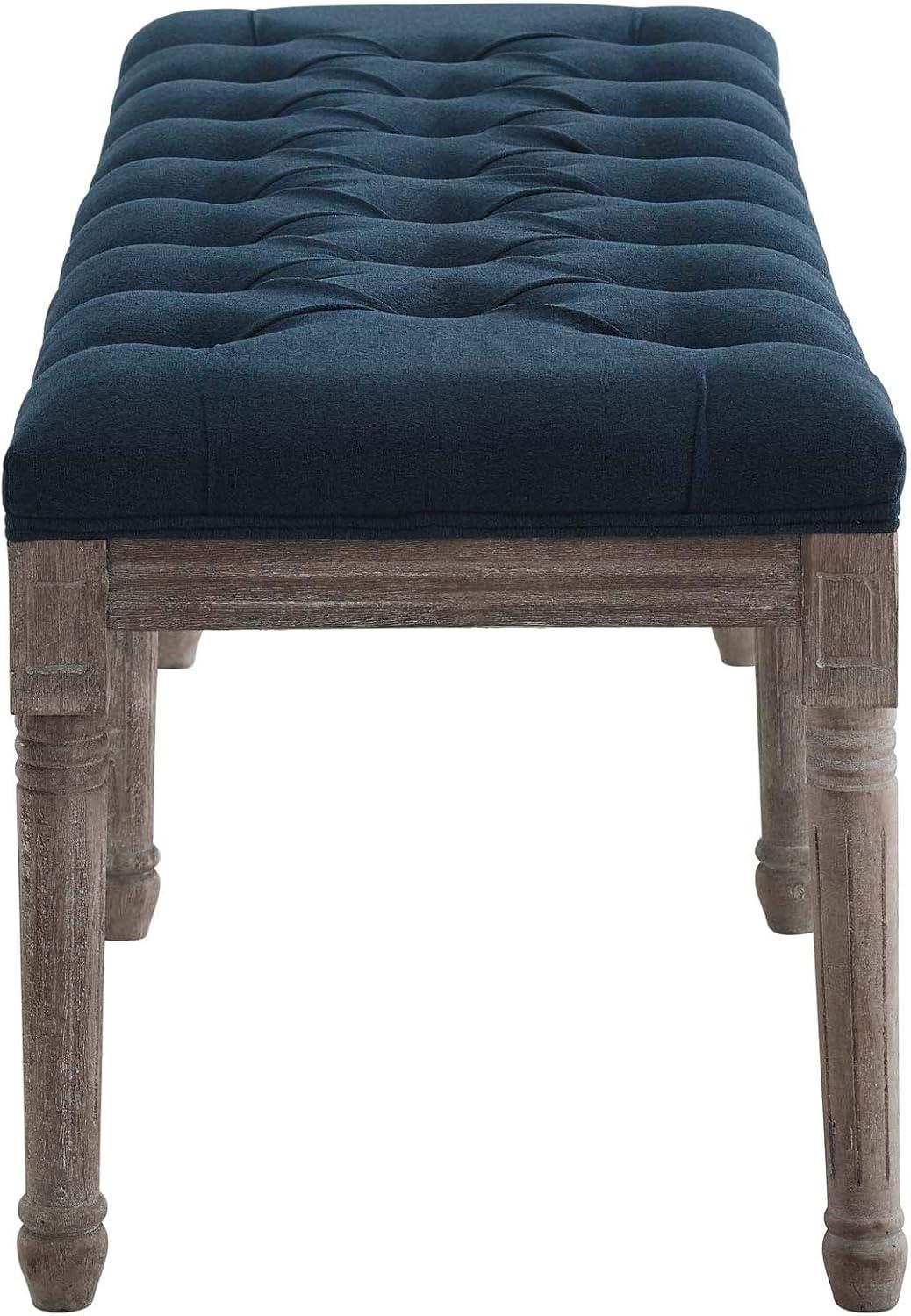 Province French Vintage Upholstered Fabric BenchNavy