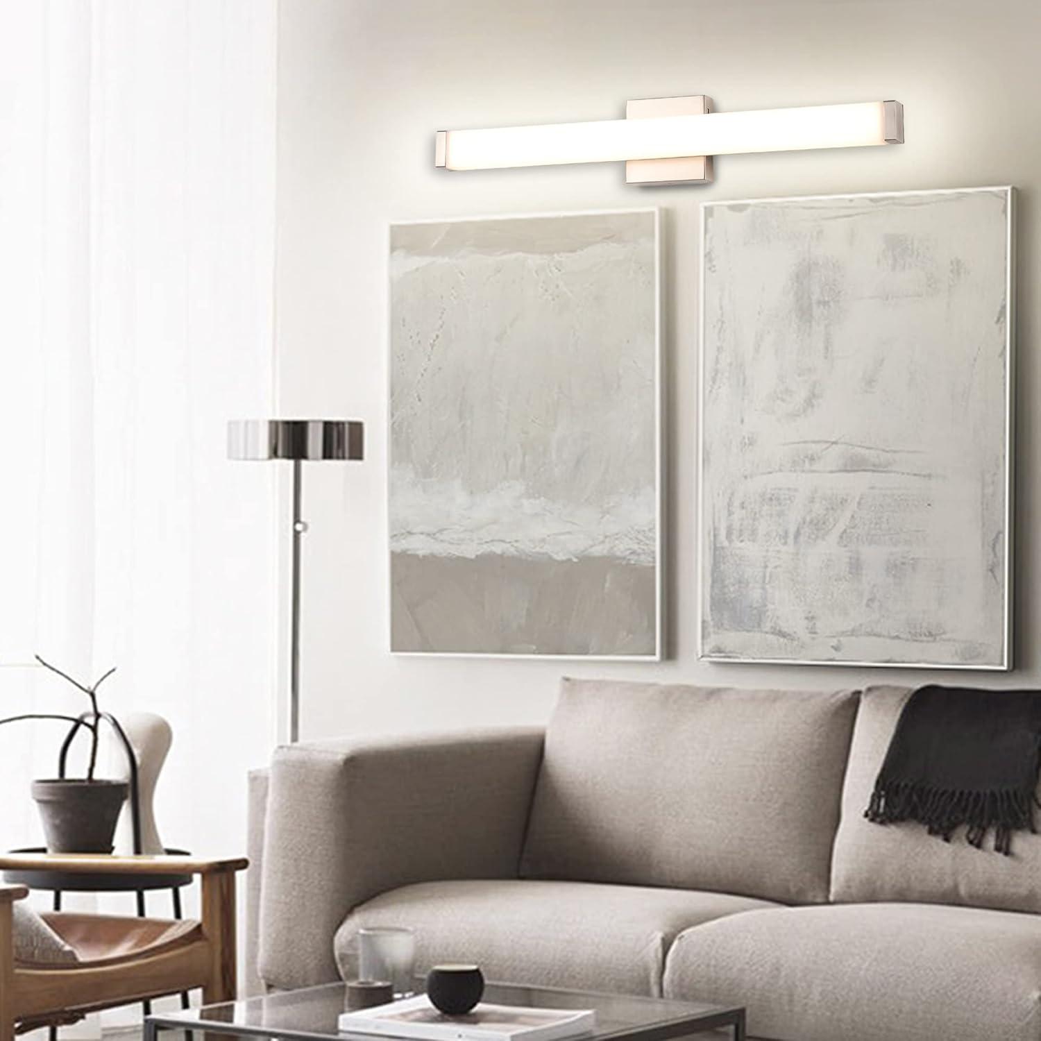 Bathroom Vanity Light Brushed Nickel Square LED 24 inch 14W 4000K Natural White Light Wall Bar Lighting Fixtures Over Mirror