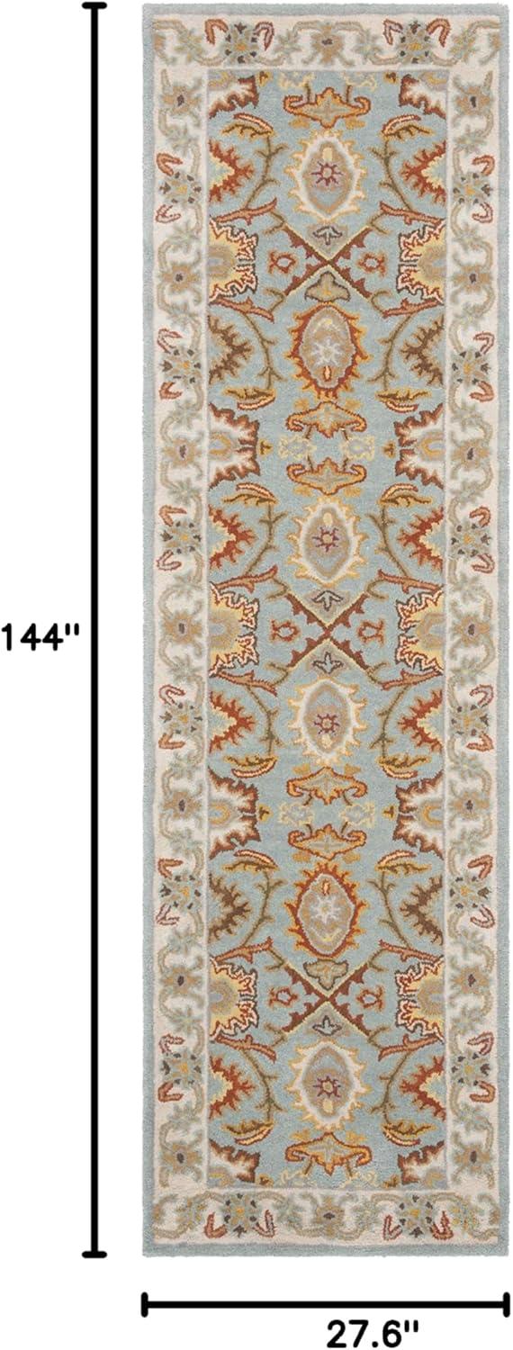 Heritage HG734 Handmade Runner Rug - 2'3"x12' - Light Blue/Ivory - Safavieh