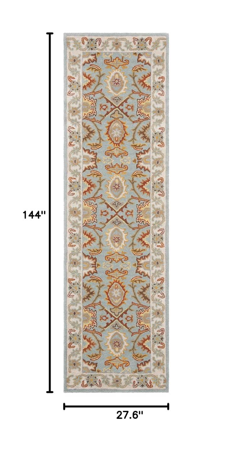 Heritage HG734 Handmade Runner Rug - 2'3"x12' - Light Blue/Ivory - Safavieh