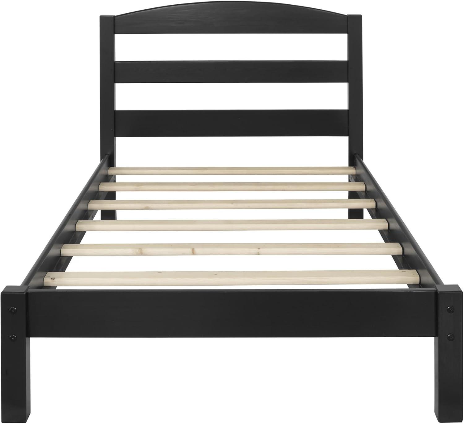 DHP Braylon Twin Size Wooden Bed Frame, Black