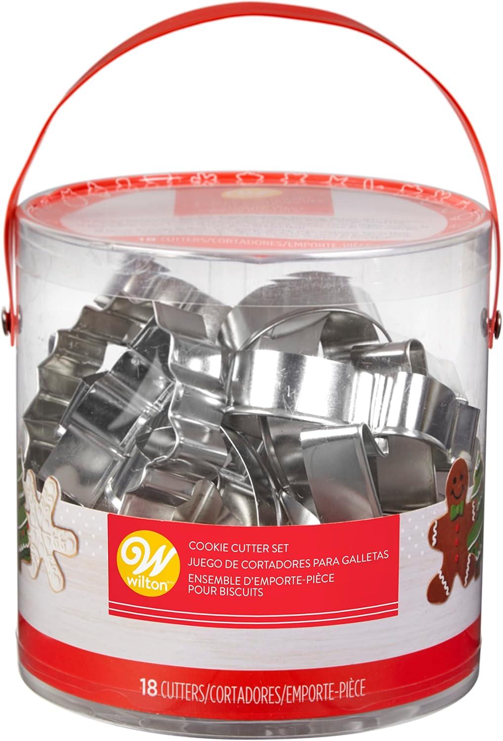 Wilton 18pc Cookie Cutter Bucket: Tinplate, Hand Wash, Gray, 5.6" Height, 5.7" Width, 5.5" Depth, 0.64 lbs