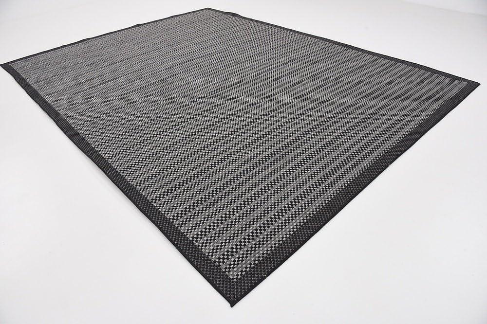 Modern Gray 9' x 12' Outdoor Flatweave Synthetic Rug