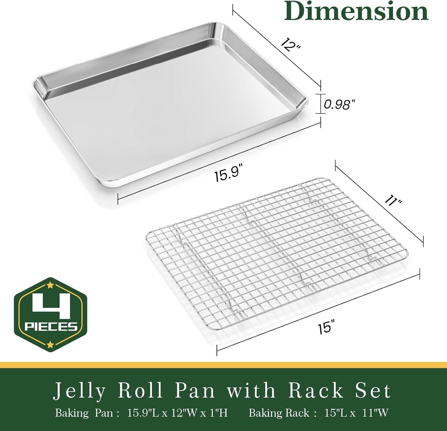 Stainless Steel Baking Sheet and Cooling Rack Set with Aluminum