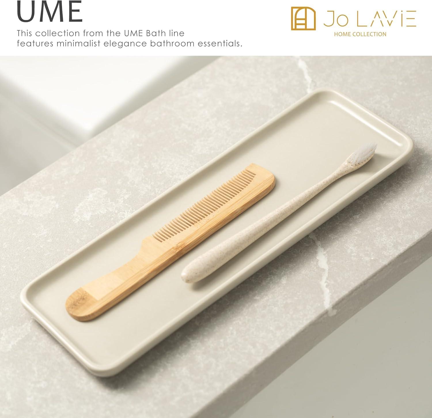 Jo Lavie - Beige Ceramic Vanity Tray for Bathroom, Bathroom Tray for Counter, Small Rectangle Ceramic Tray, Ceramic Tray for Kitchen Counter,Home Decor Bathroom Organizer, Saop Dispenser Tray C45