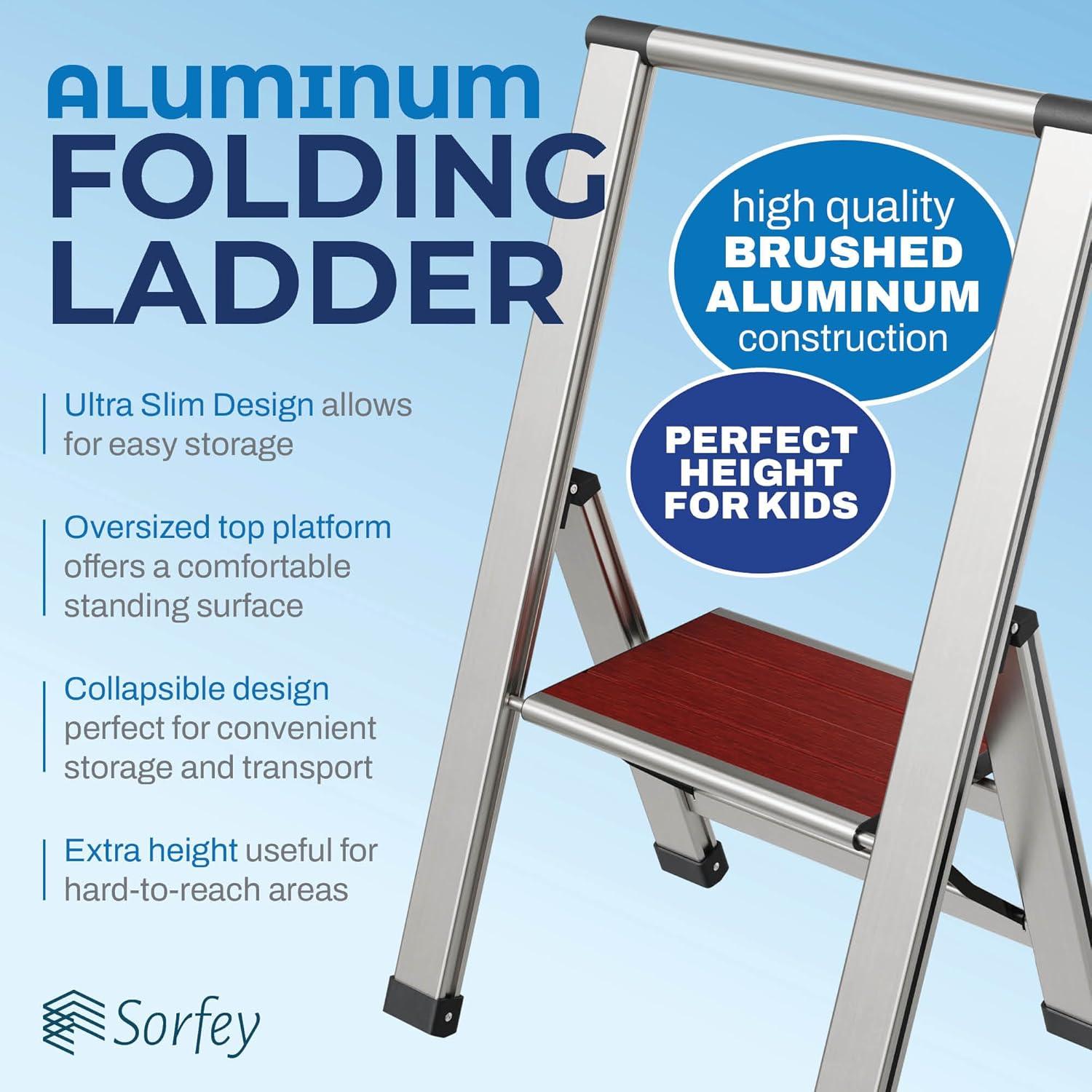 Sorfey Step Ladders 1 - Step Steel Lightweight Folding Step Stool