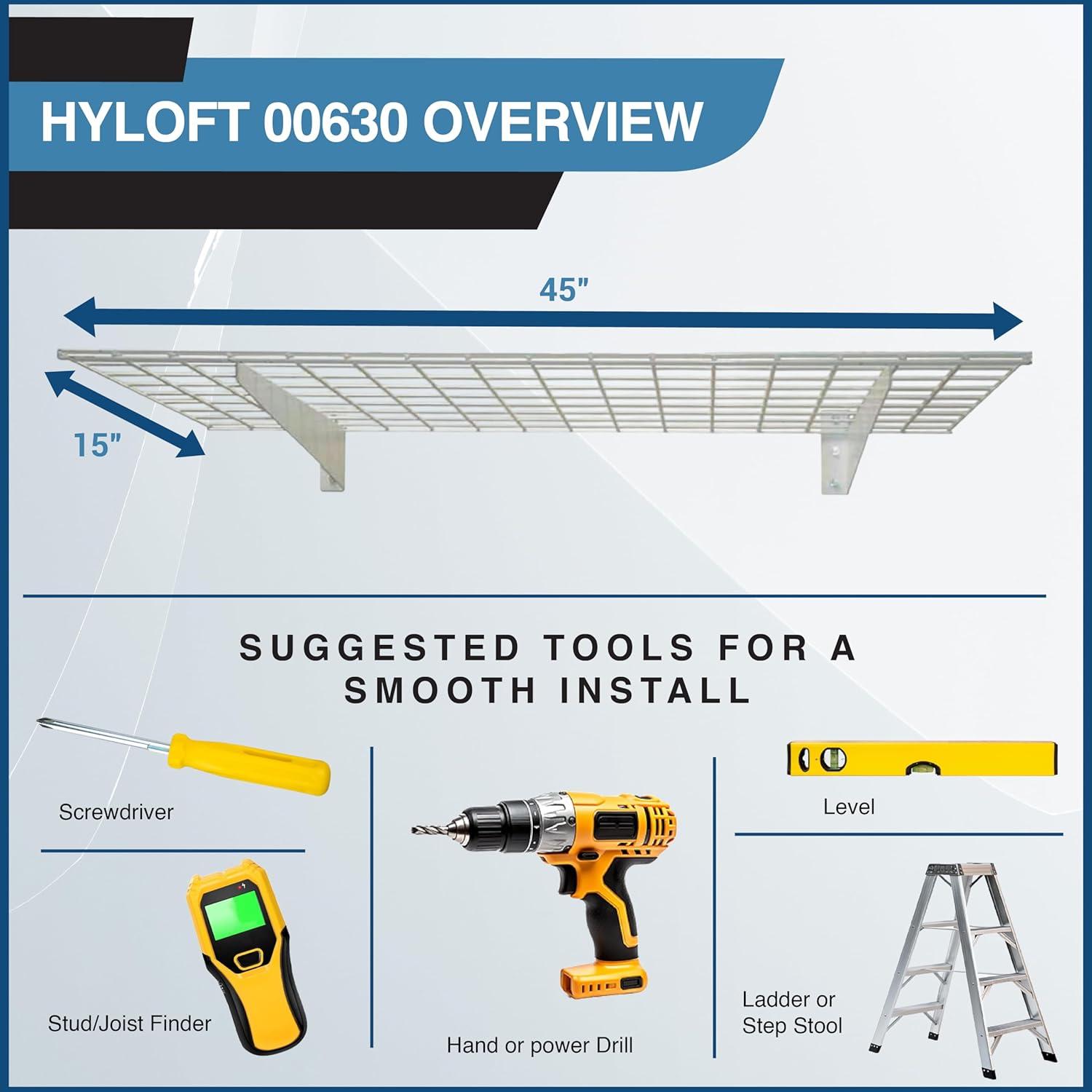 Hyloft HyLoft Steel Wall Garage Storage Shelves, Pack of 2-Shelves (Set of 2)