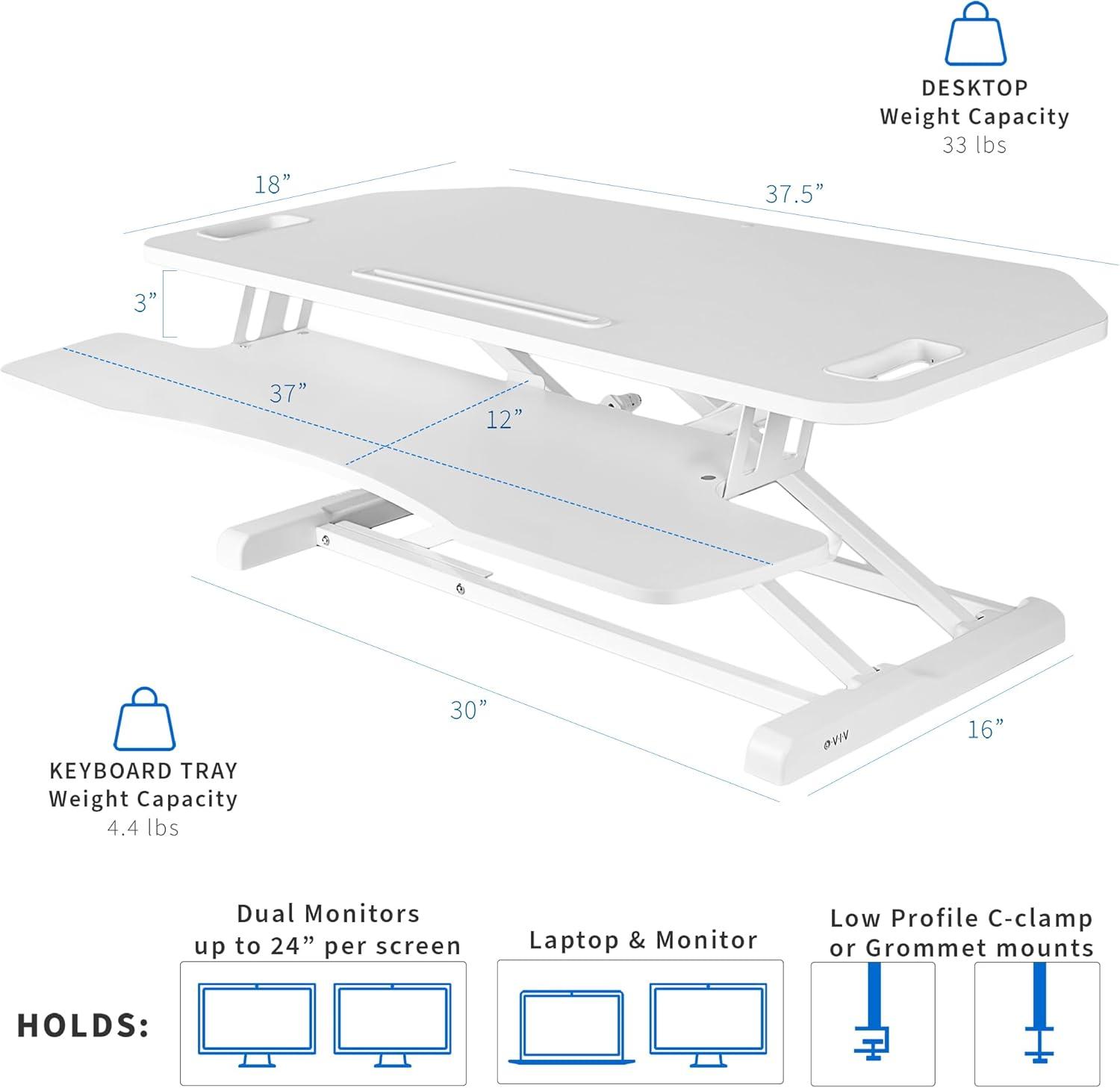 VIVO Height Adjustable Corner Desktop Monitor Riser 38" (DESK-V000KL series)