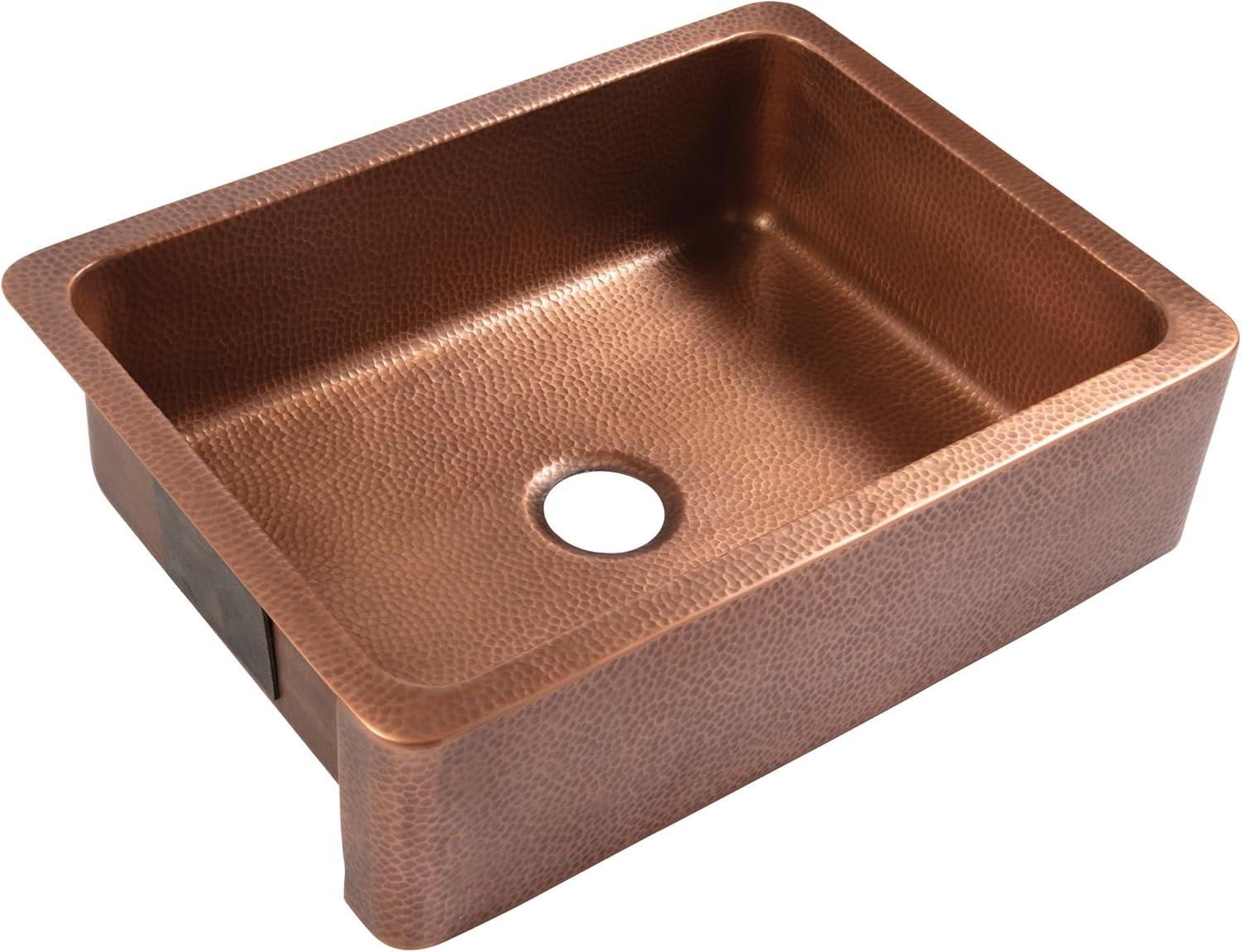 Lange Copper 30" Single Bowl Farmhouse Apron Front Undermount Kitchen Sink