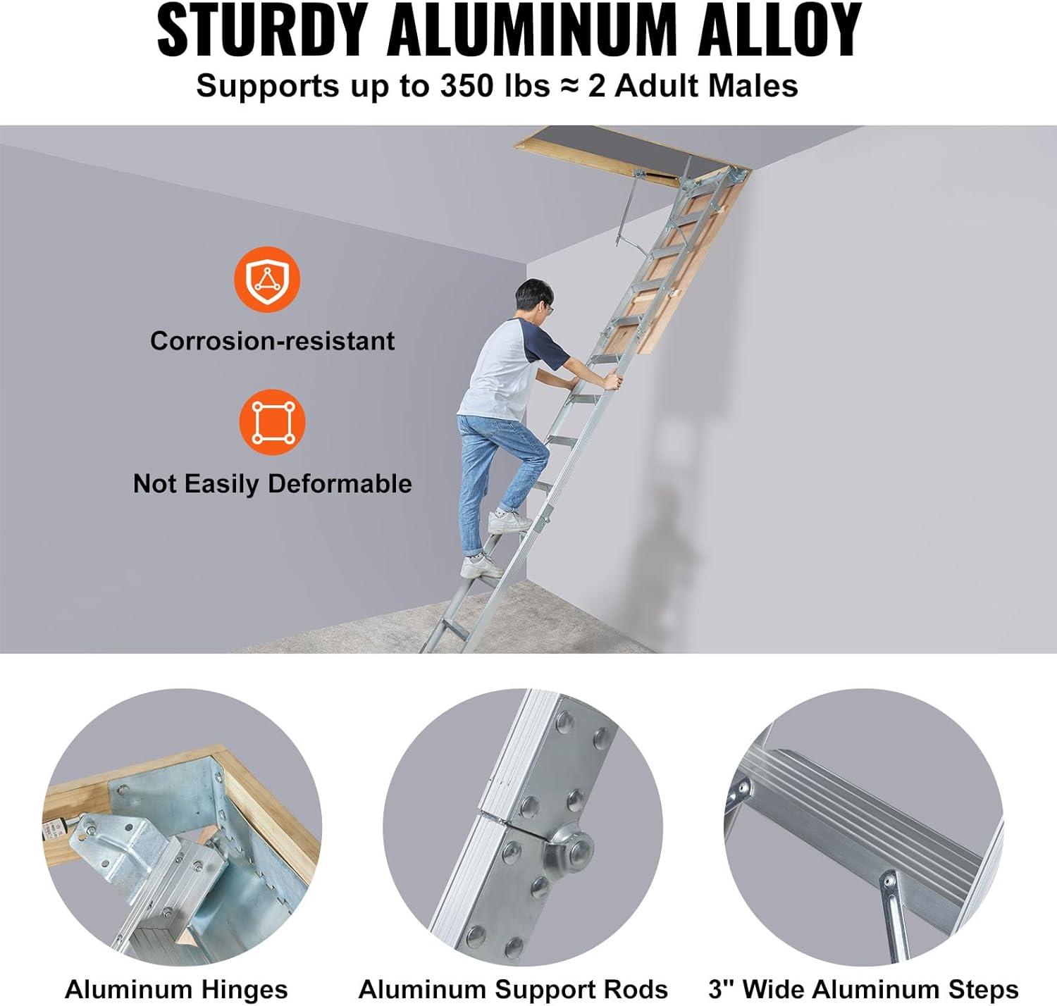 VEVOR 12 - Step Aluminum Lightweight Attic Ladder