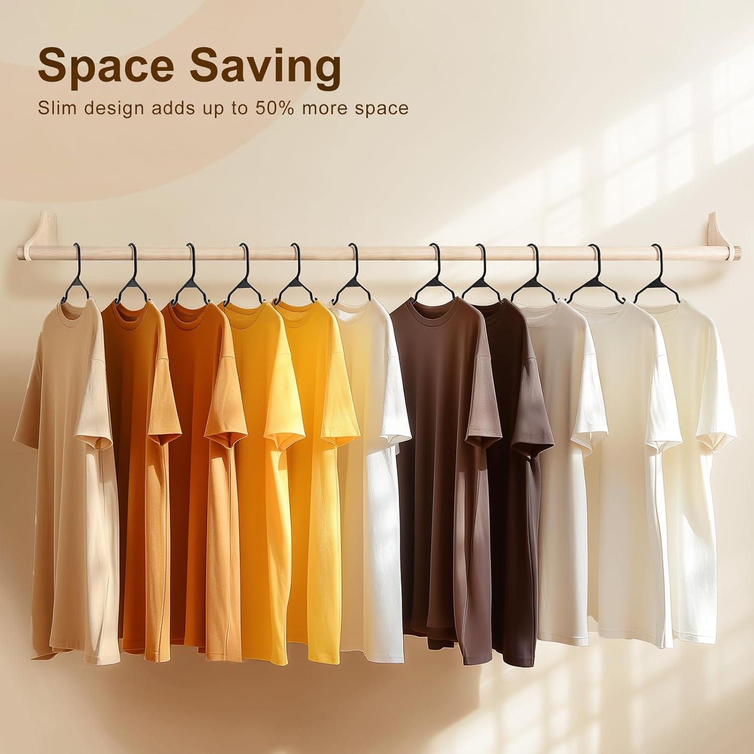 Lux Decor Collection Plastic Hangers Pack of 50, Non-Slip Coat and Shirt Hangers - Black