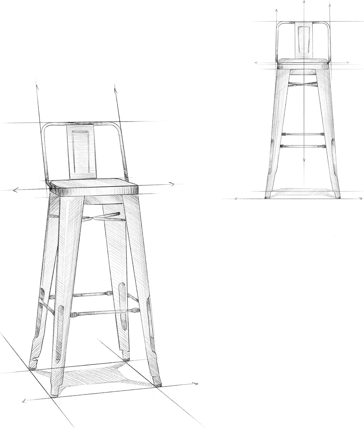 Simpli Home Rayne 30" Industrial Metal Bar Stool in Gun Metal Gray (Set of 2)