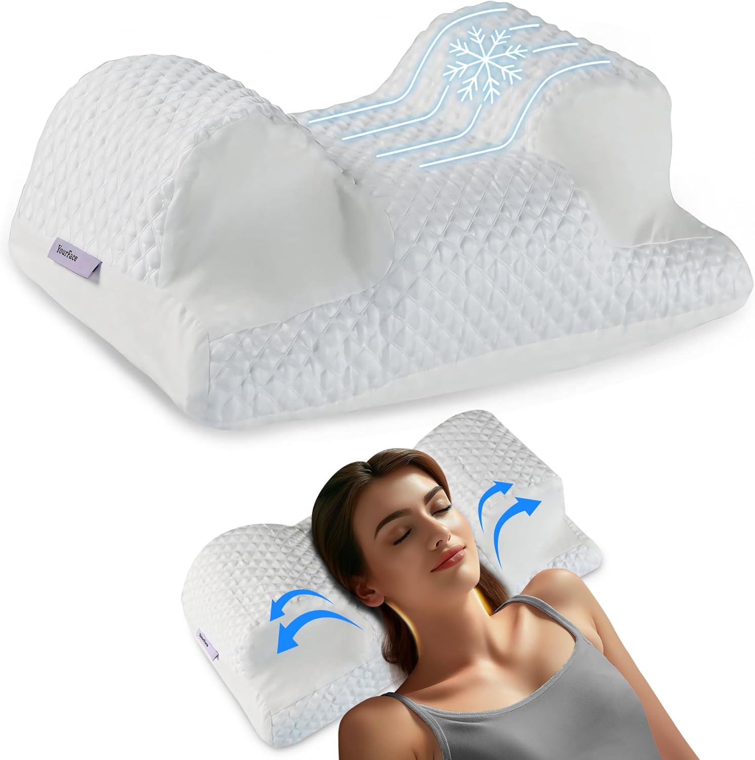 Ergonomic Cooling Memory Foam Cervical Neck Pillow