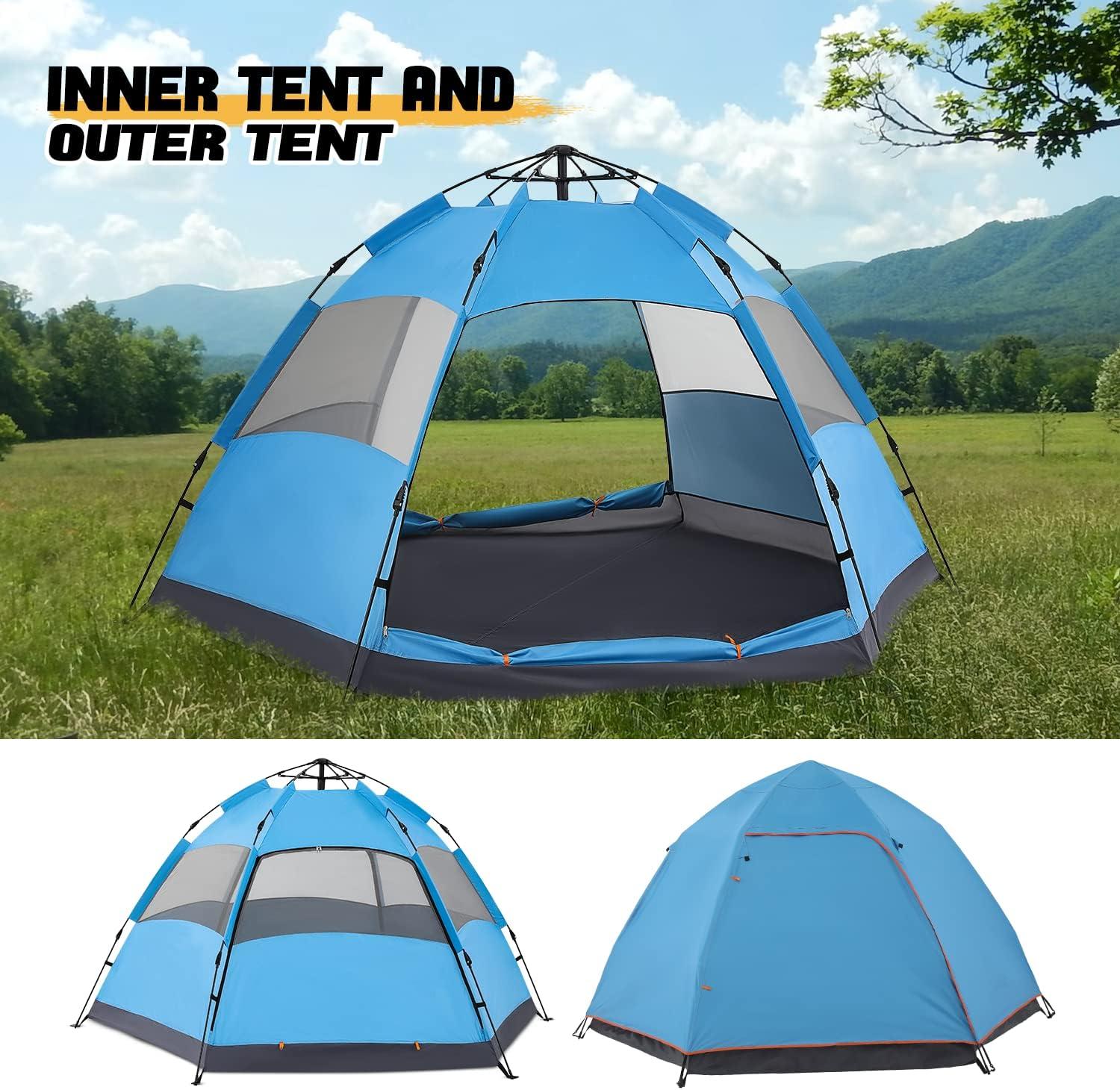 MoNiBloom Camping Tent 4 Person Dome Tent, Family Tent Backpacking Portable Tent for Beach Backpacking Hiking