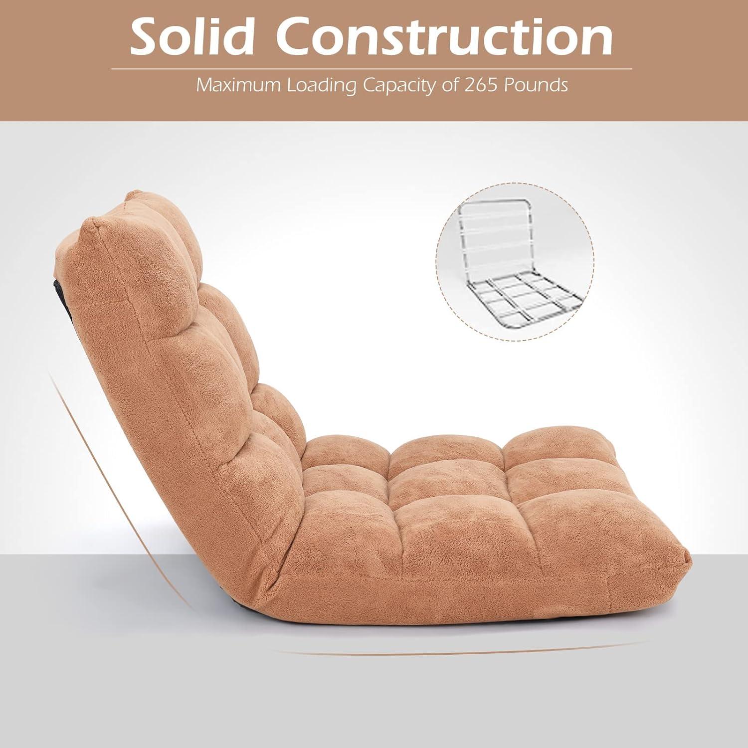 JYHOME Floor Chair  14-Position Adjustable Floor Chair with Back Support  Folding Padded Gaming Sofa Chair for Reading  Gaming  Meditation  Living Room Lazy Lounge Chair  Floor Video Gami