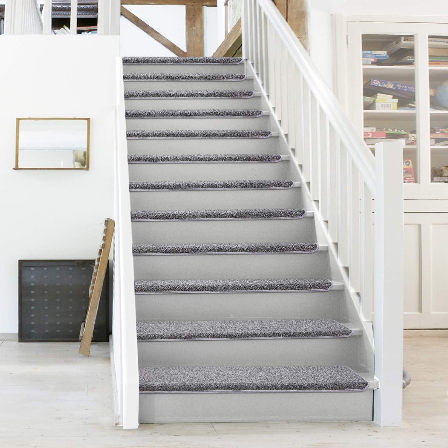 Light Gray Bullnose Carpet Stair Treads Set of 14