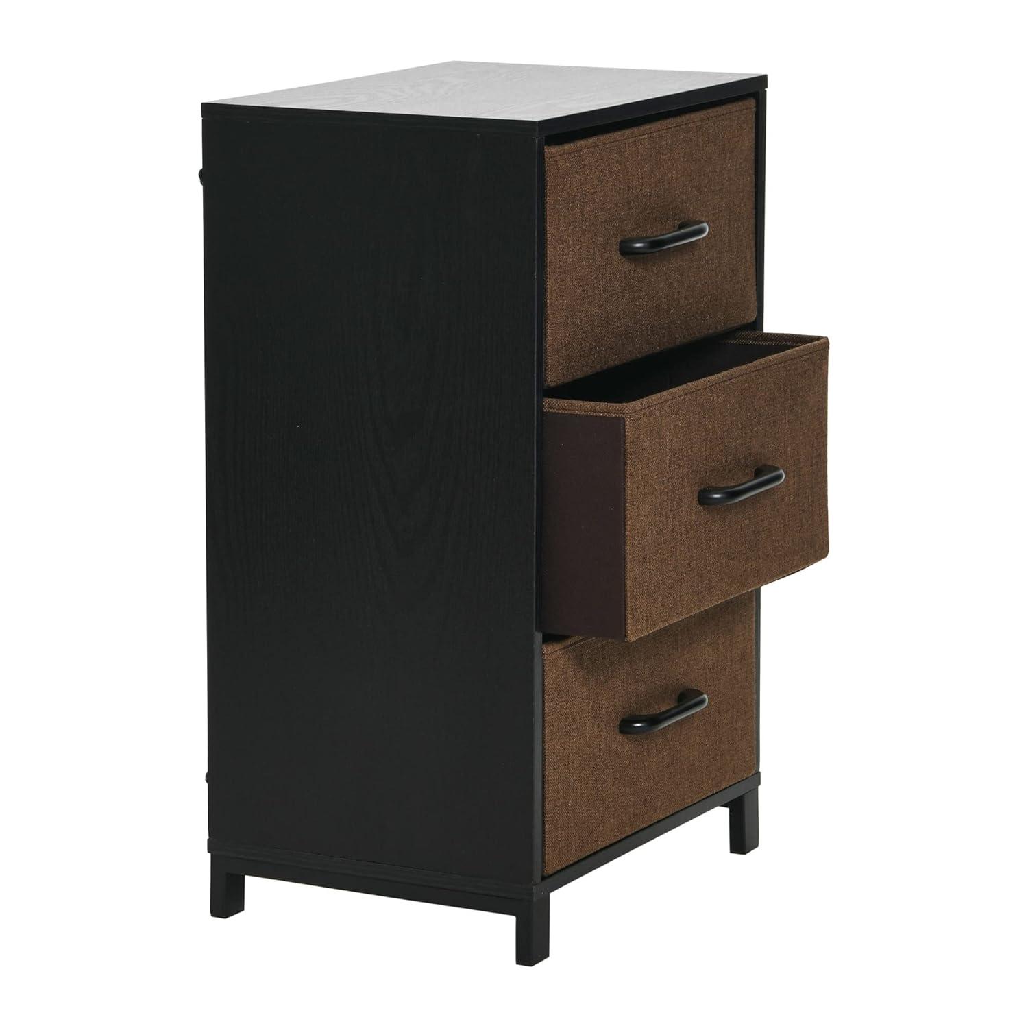 3-Drawer Storage Organizer Unit, Black and Brown