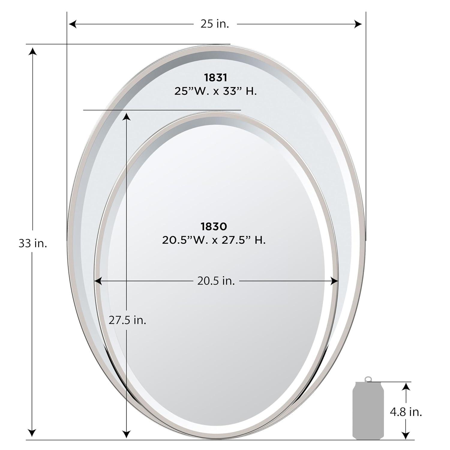 Flush Mount Framed Bathroom Vanity Mirror | Oval Framed Wall Mirror with Beveled Edge | Decorative Wall Mirror for Bathroom, Bedroom, Hallway, Entryway