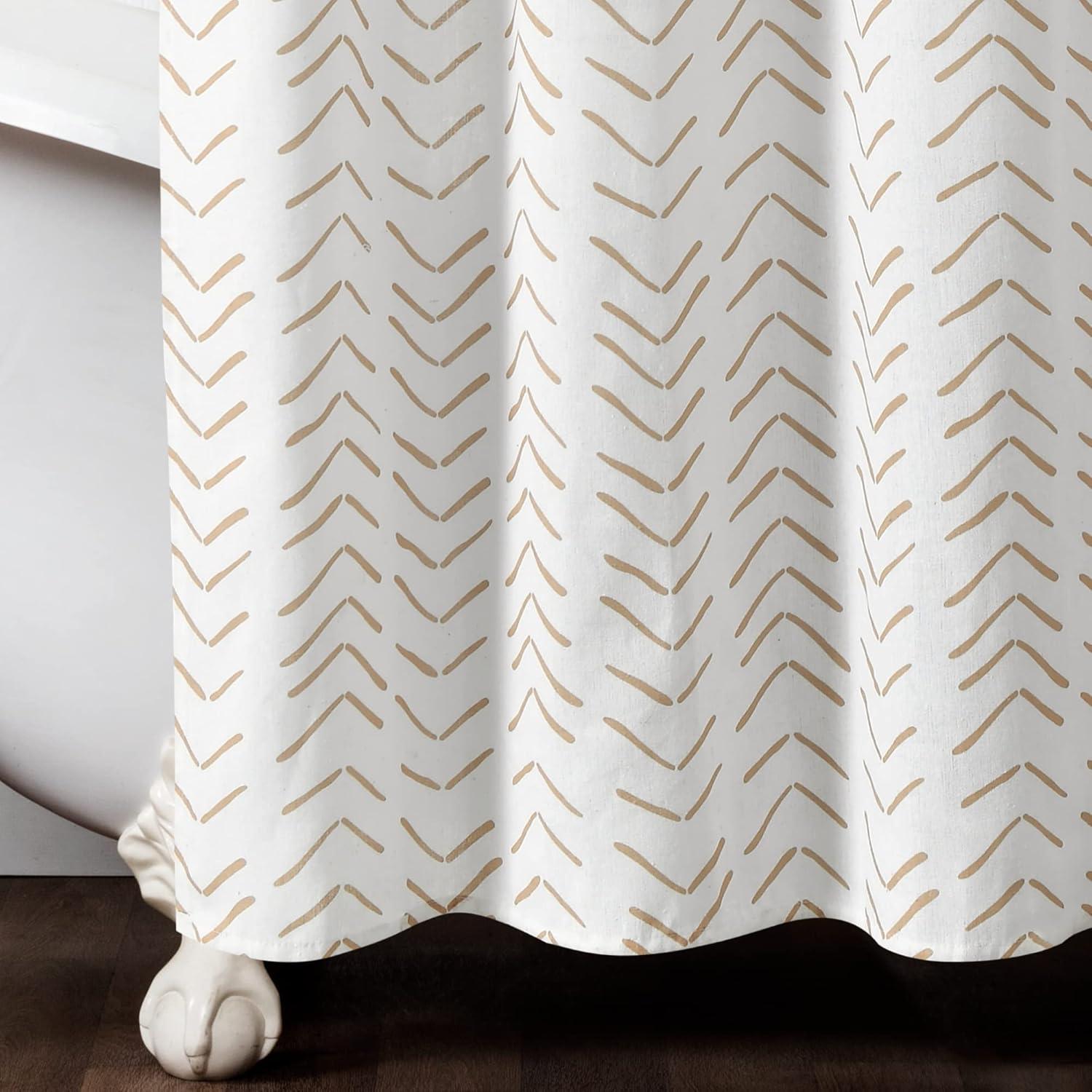 Lush Decor Hygge Modern Arrow Linen Look Shower Curtain Wheat/White Single 72X72