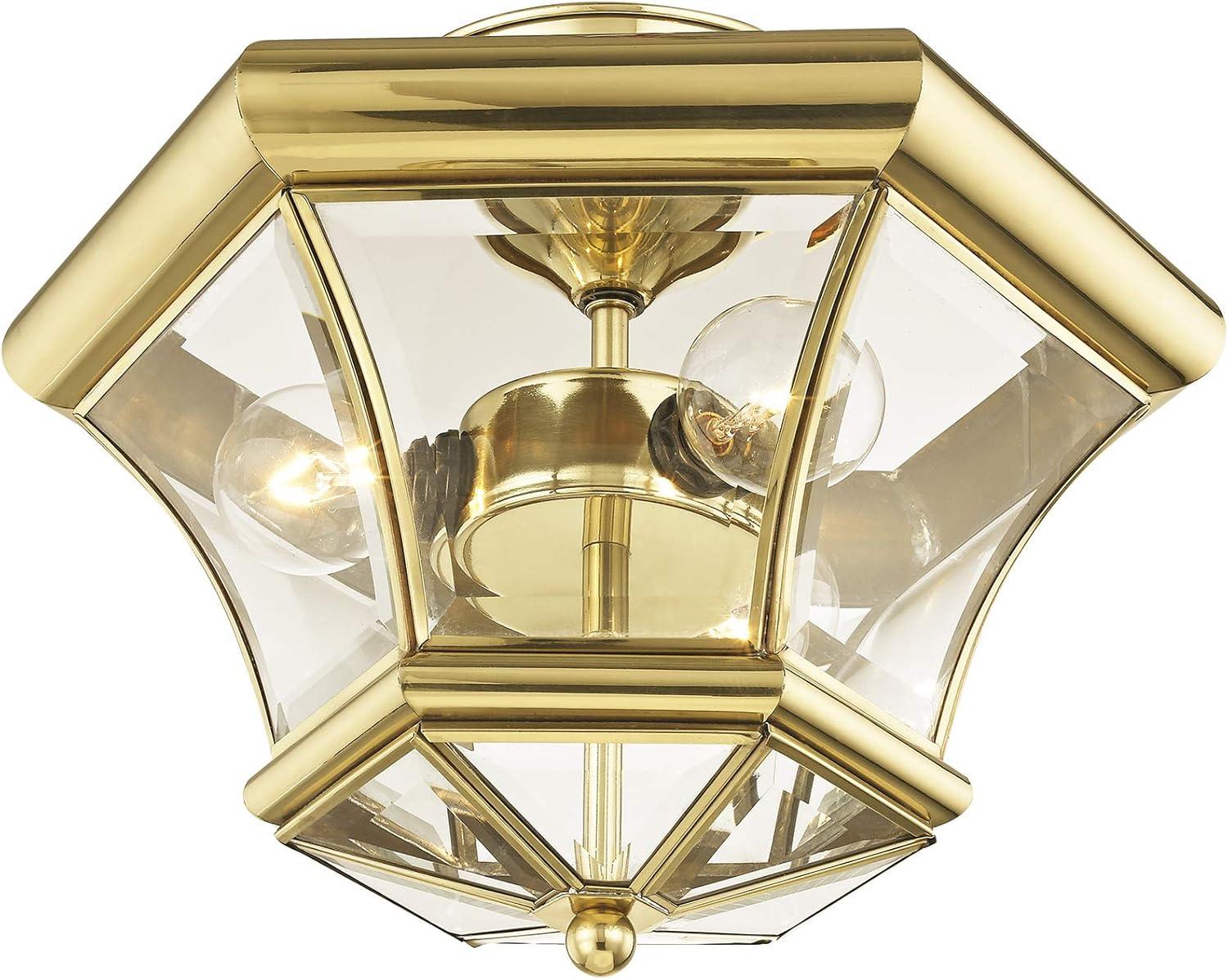 Beacon Hill Polished Brass 3-Light Ceiling Mount with Clear Beveled Glass