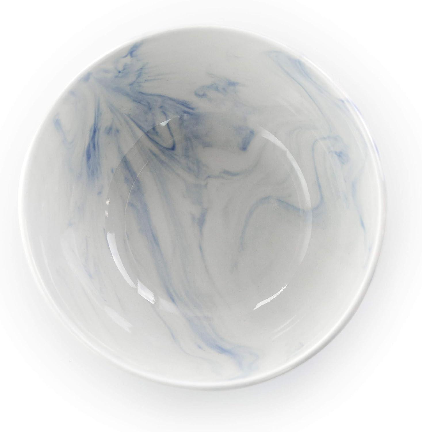 16-Piece Blue and White Marble Ceramic Dinnerware Set