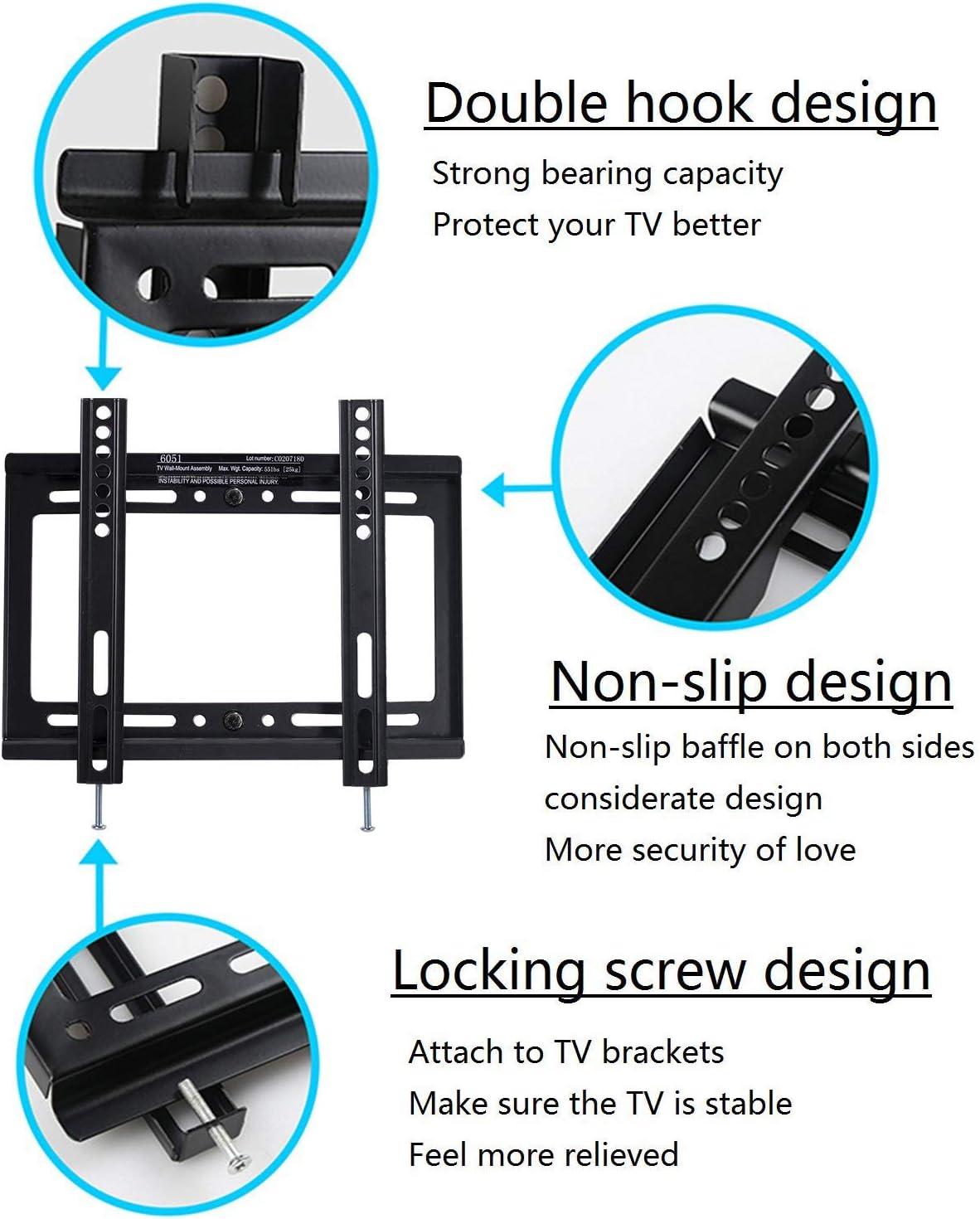 Fixed TV Wall Mount Full Motion Swivel Articulating Bracket for Most 14”-42” LED LCD OLED Plasma Flat Screen TV with VESA (Fixed)