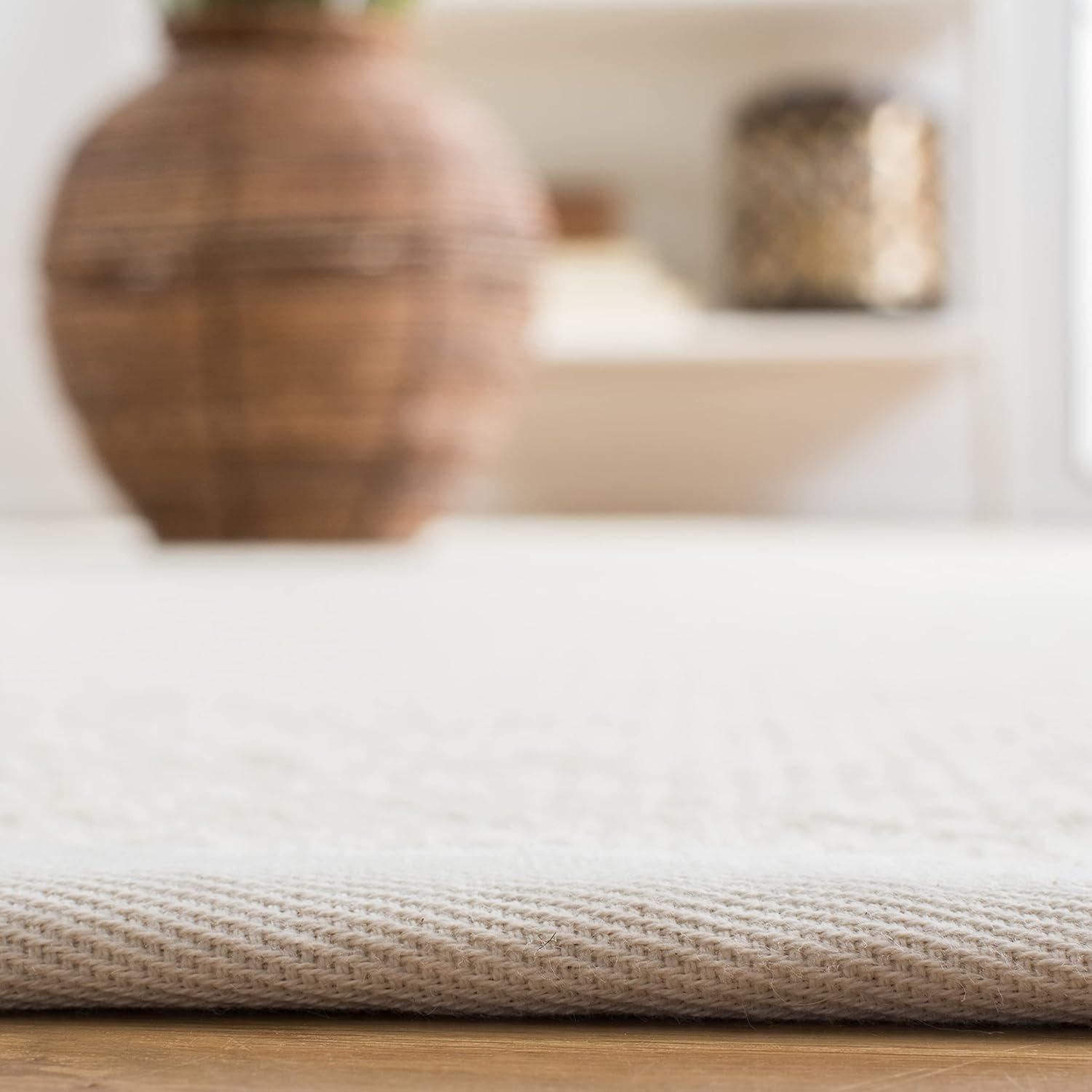 Handwoven Ivory Wool 8' x 10' Rectangular Area Rug