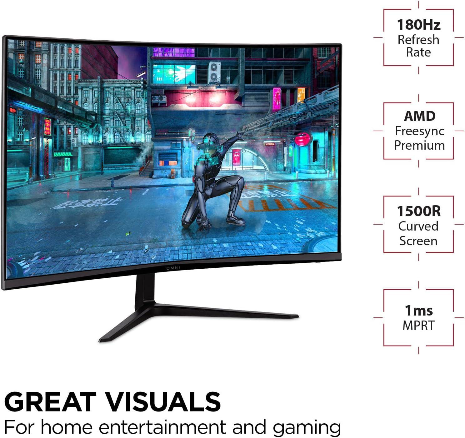 ViewSonic VX3218-PC-MHD 32 Inch Curved 1080p 1ms 180Hz Gaming Monitor with AMD FreeSync Premium, Eye Care, HDMI and Display Port