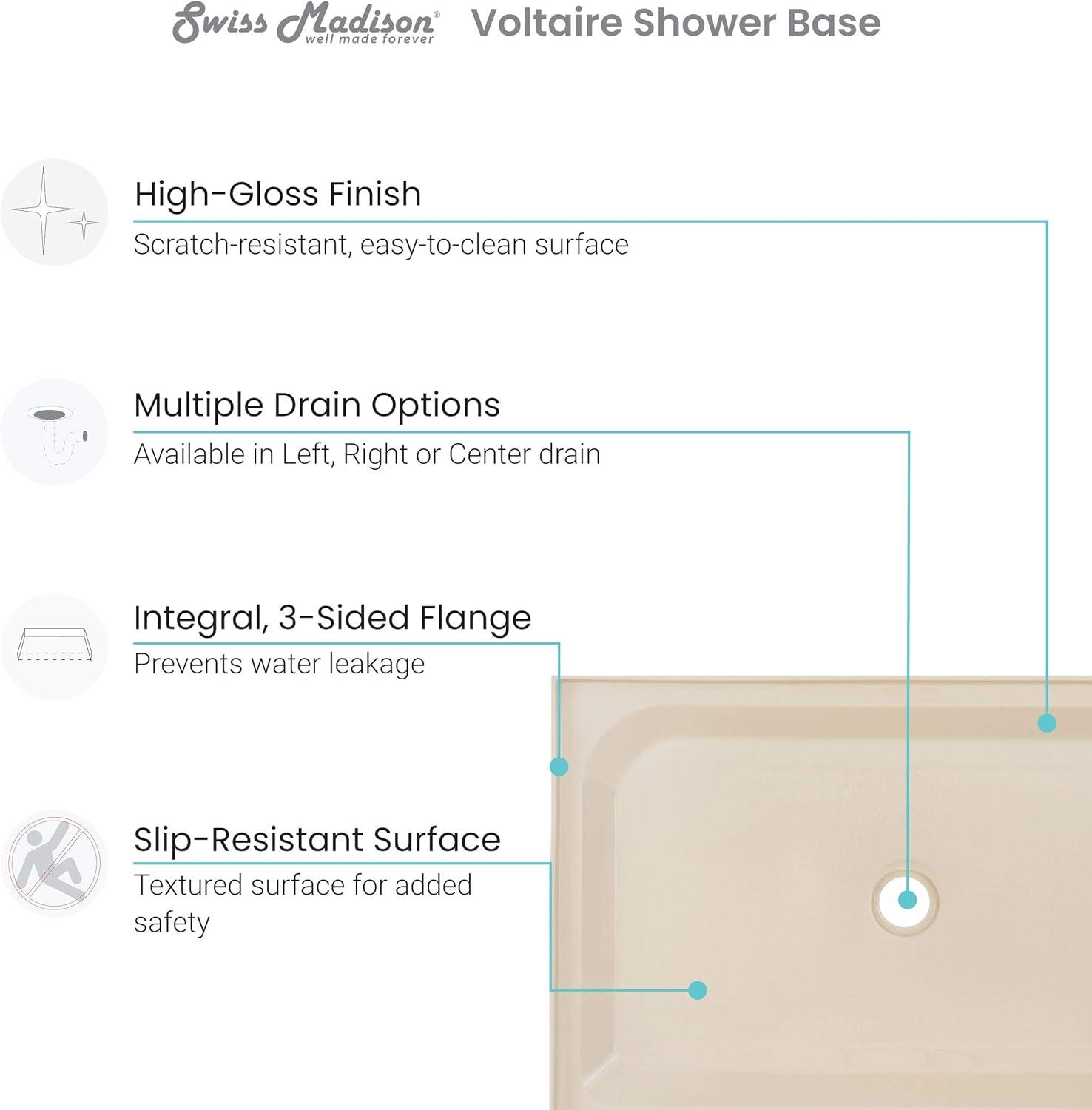 Voltaire 48" x 36" Single-Threshold, Shower Base