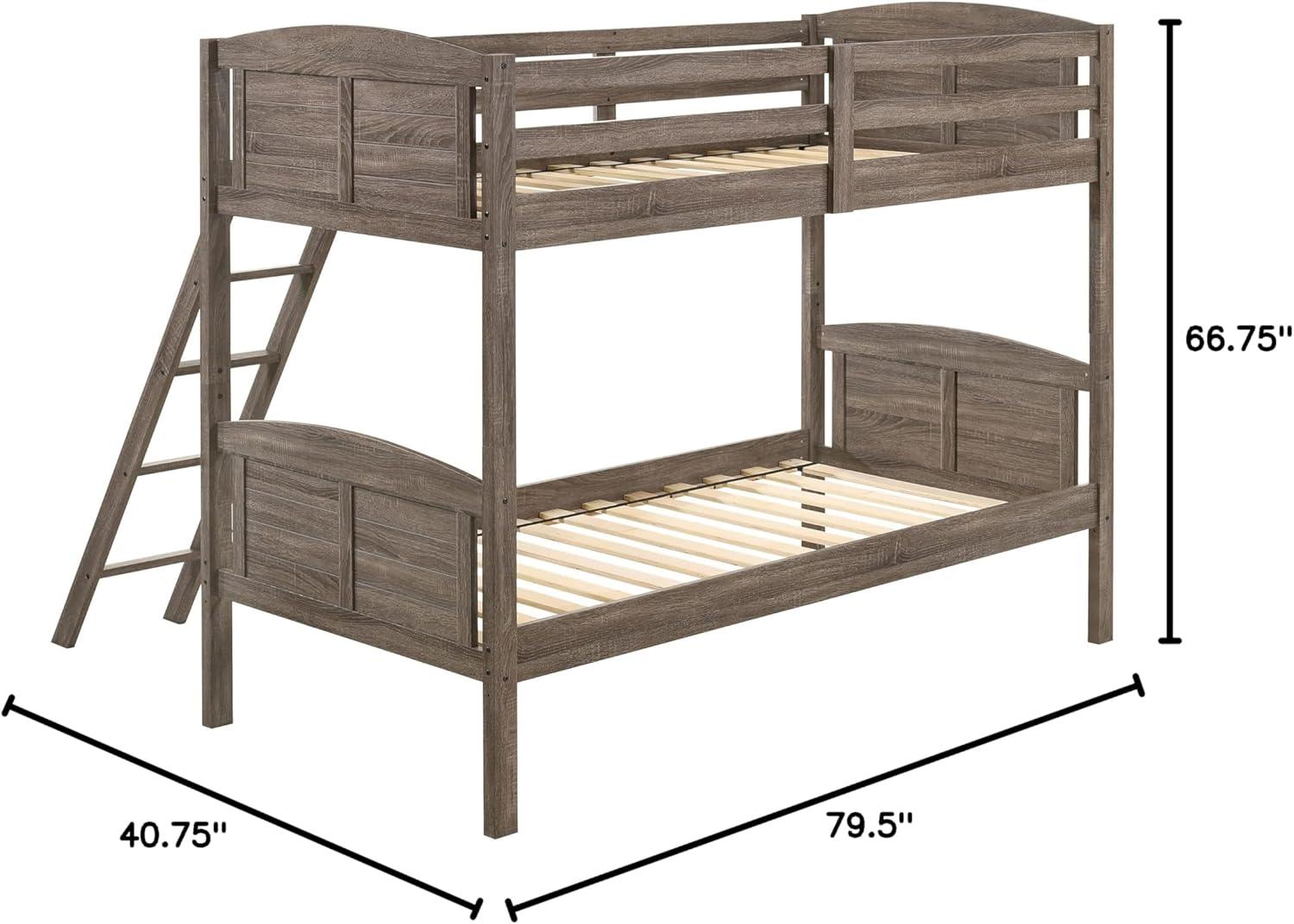 Coaster Flynn 80" x 41" Twin over Twin Wood Bunk Bed in Brown Finish