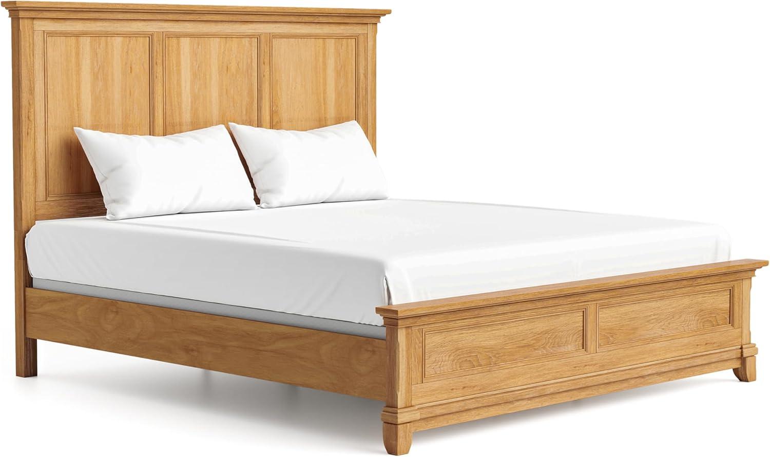 Furniture of America Stratford Solid Wood Queen Panel Bed, Natural Oak