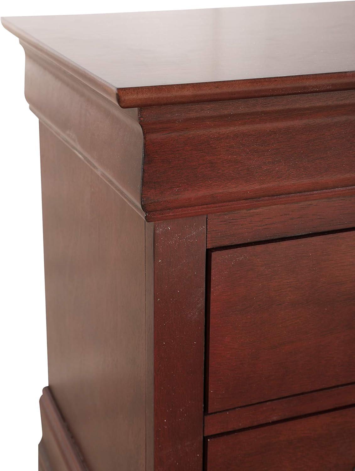 Transitional Cherry Wood Veneer 2-Drawer Nightstand with Metal Handles