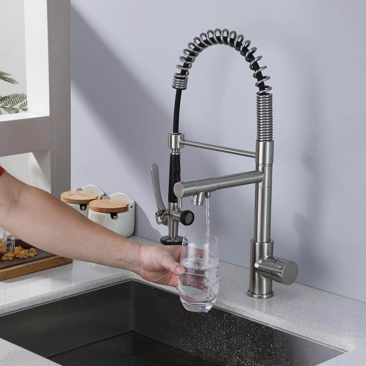 LOONGFIELD ASTARQ-W1932P172291 Kitchen Faucet Pull Down Sprayer Brushed Nickel,Single Handle Kitchen Sink Faucet