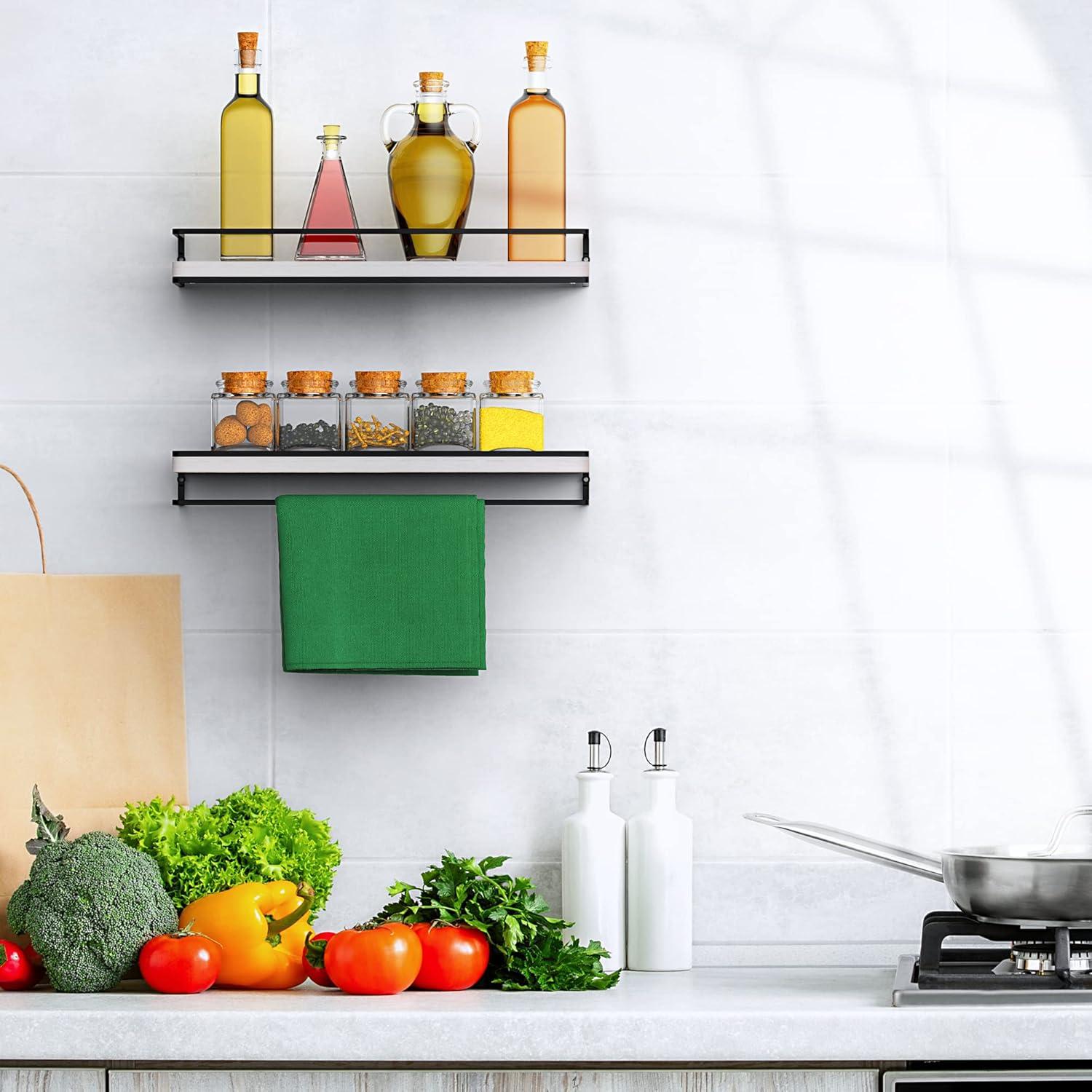 Floating Shelves Wall Mounted Set Of 2, Rustic Wood Wall Storage Shelves For Bedroom,Living Room,Bathroom, Kitchen