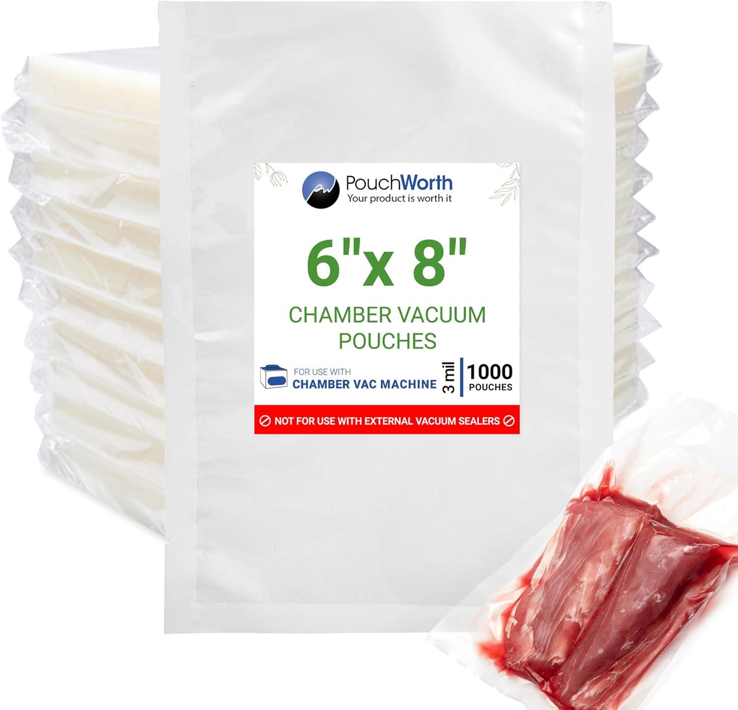 1,000 pcs Clear 6" x 8", 3 mil Vacuum Chamber Bags