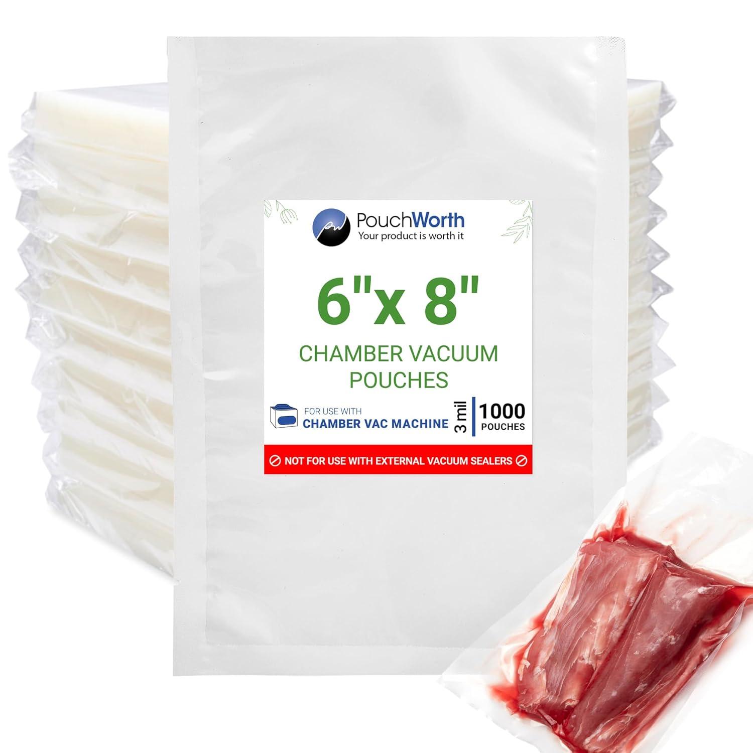 1,000 pcs Clear 6" x 8", 3 mil Vacuum Chamber Bags