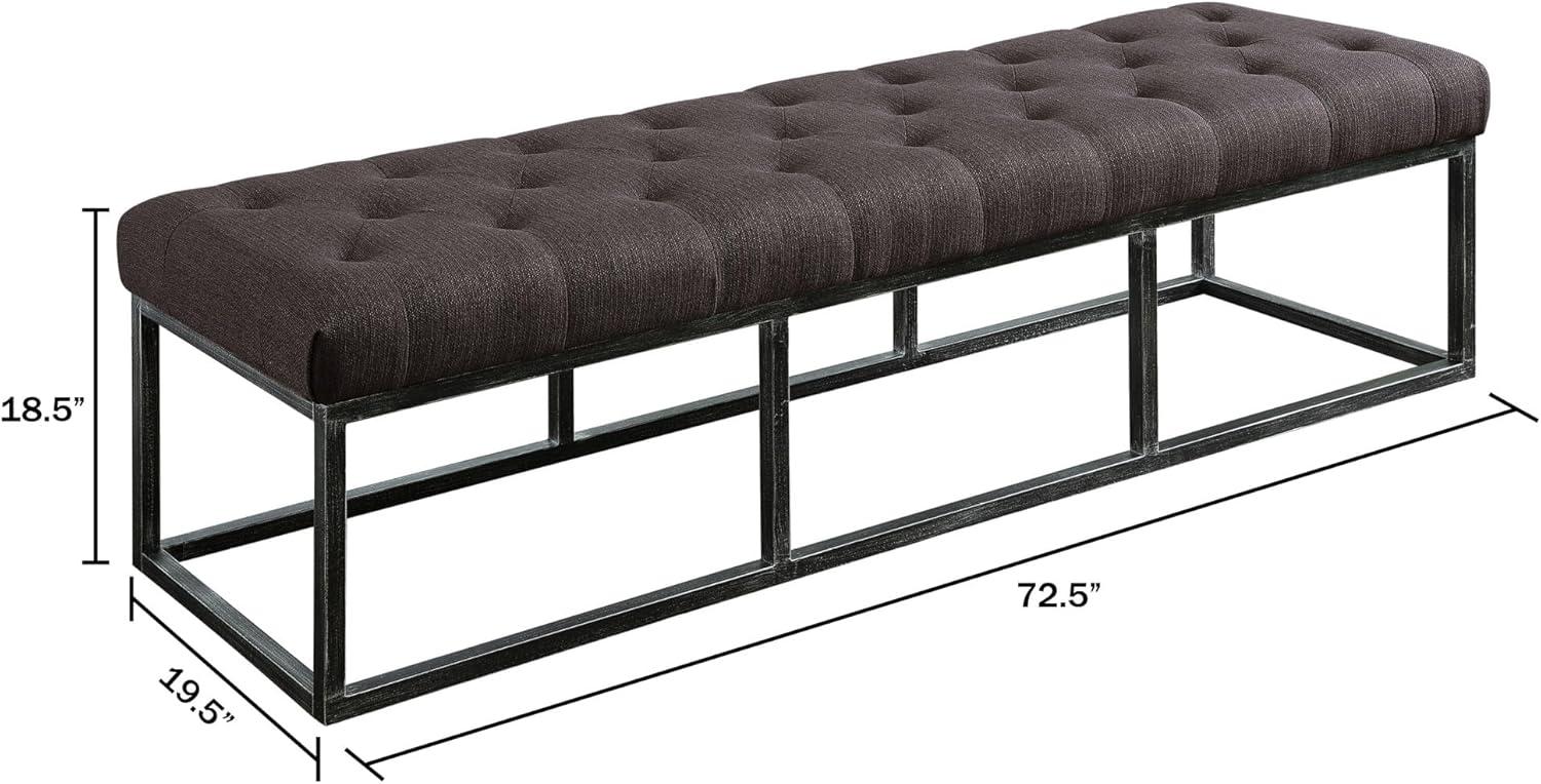 Danes Claire Tufted Bench with Iron Legs, Modern 72.5" Bench for Bedroom or Living Room