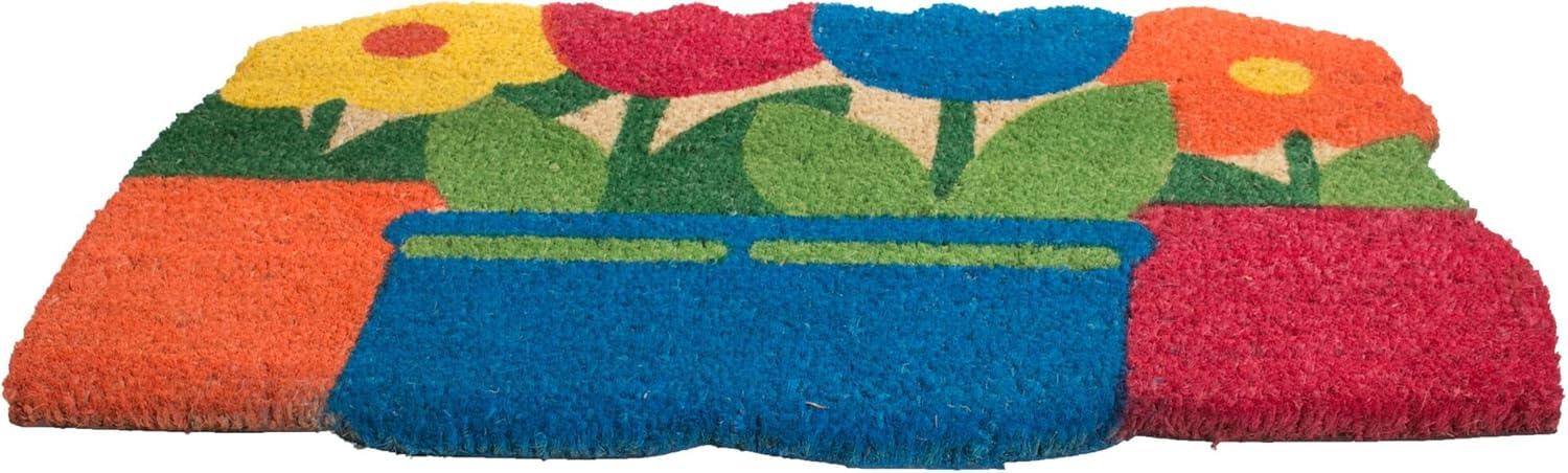Imports D√©cor Vinyl Backed Coir Doormat, Flower Pots, 18 by 30-Inch