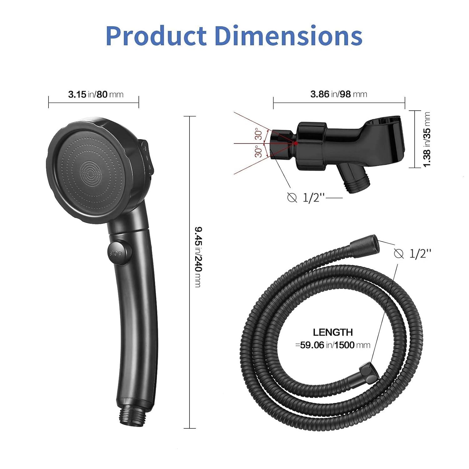High Pressure Handheld Shower Head with ON/OFF Pause Switch, 3 Spray Modes Shower Head