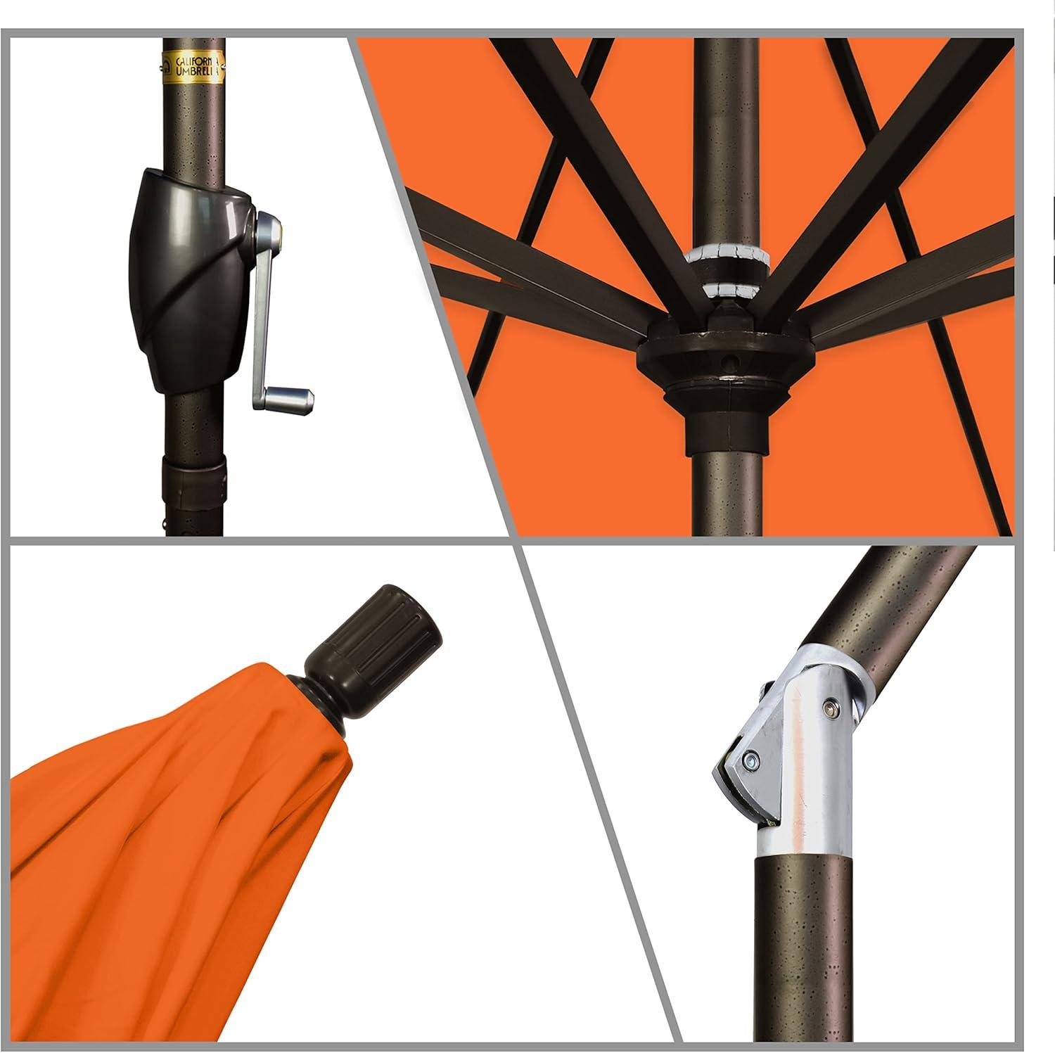 7.5 ft. Orange Canvas Octagonal Patio Umbrella with Black Aluminum Pole