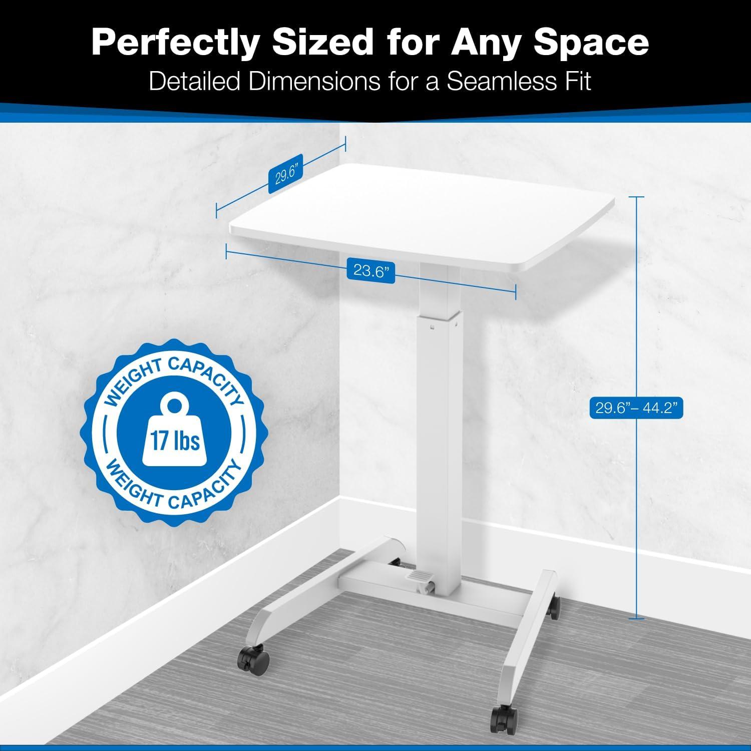 Mount-it Mount-It! Adjustable Rolling Laptop Desk w/ Wheels, Standing Mobile Workstation Cart w/ Spring Lift