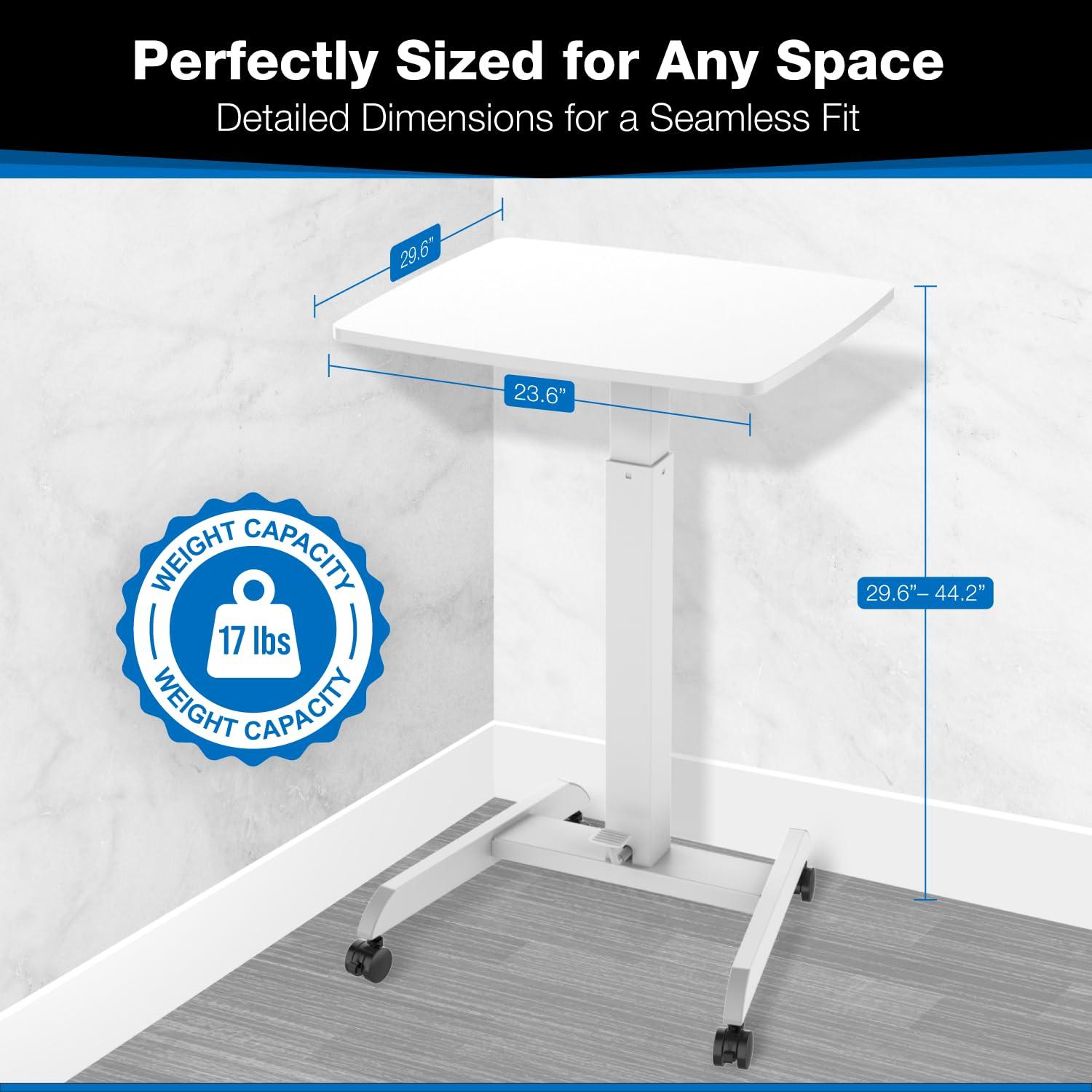 Mount-it Mount-It! Adjustable Rolling Laptop Desk w/ Wheels, Standing Mobile Workstation Cart w/ Spring Lift