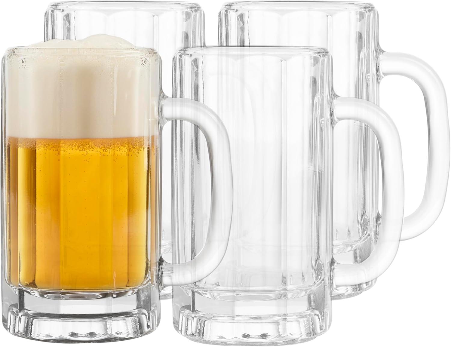 Libbey Heidelberg Glass Beer Mugs, 16 ounce, Set of 4