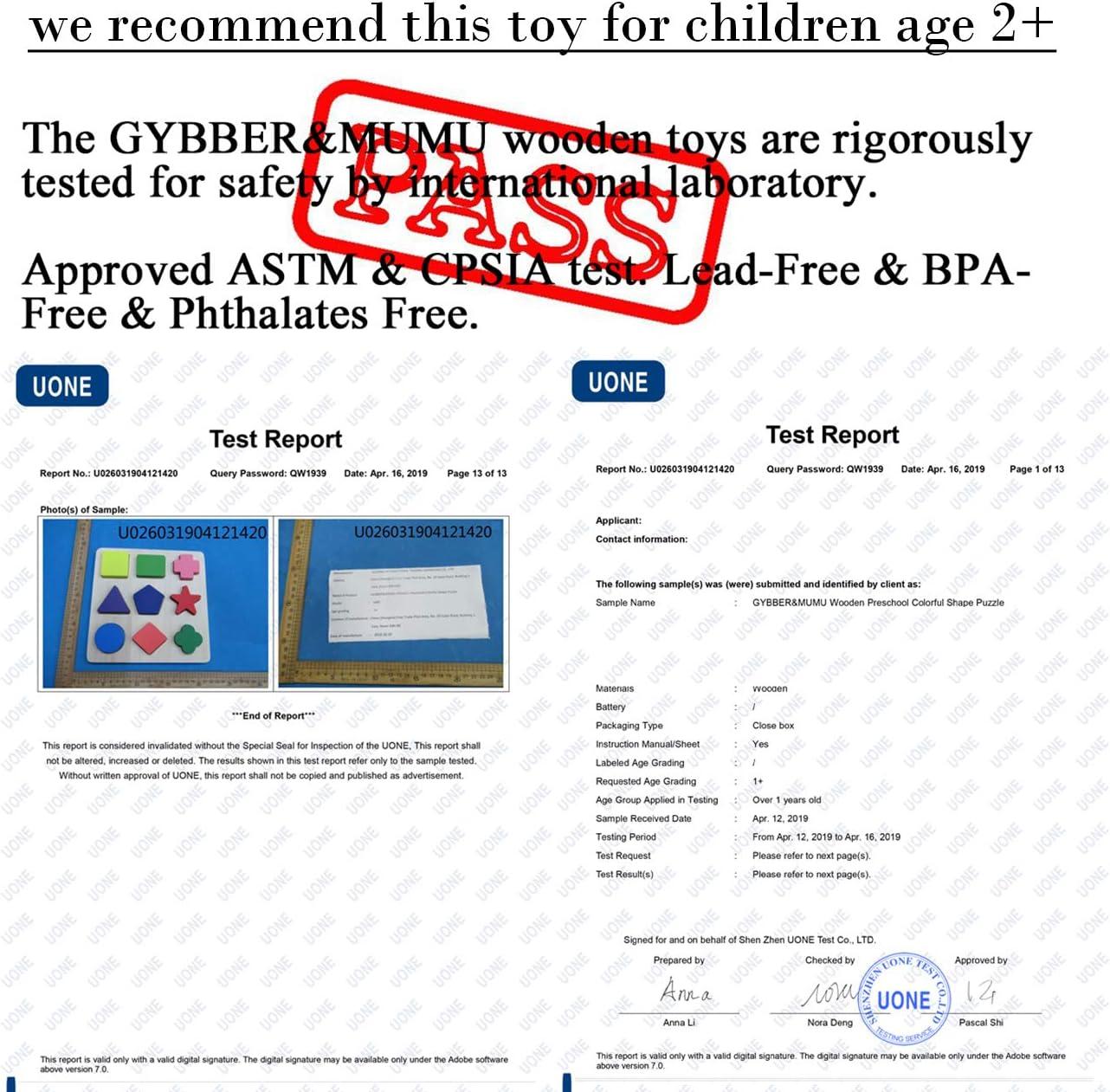 GYBBER&MUMU Preschool Colorful Wooden Shape Puzzle