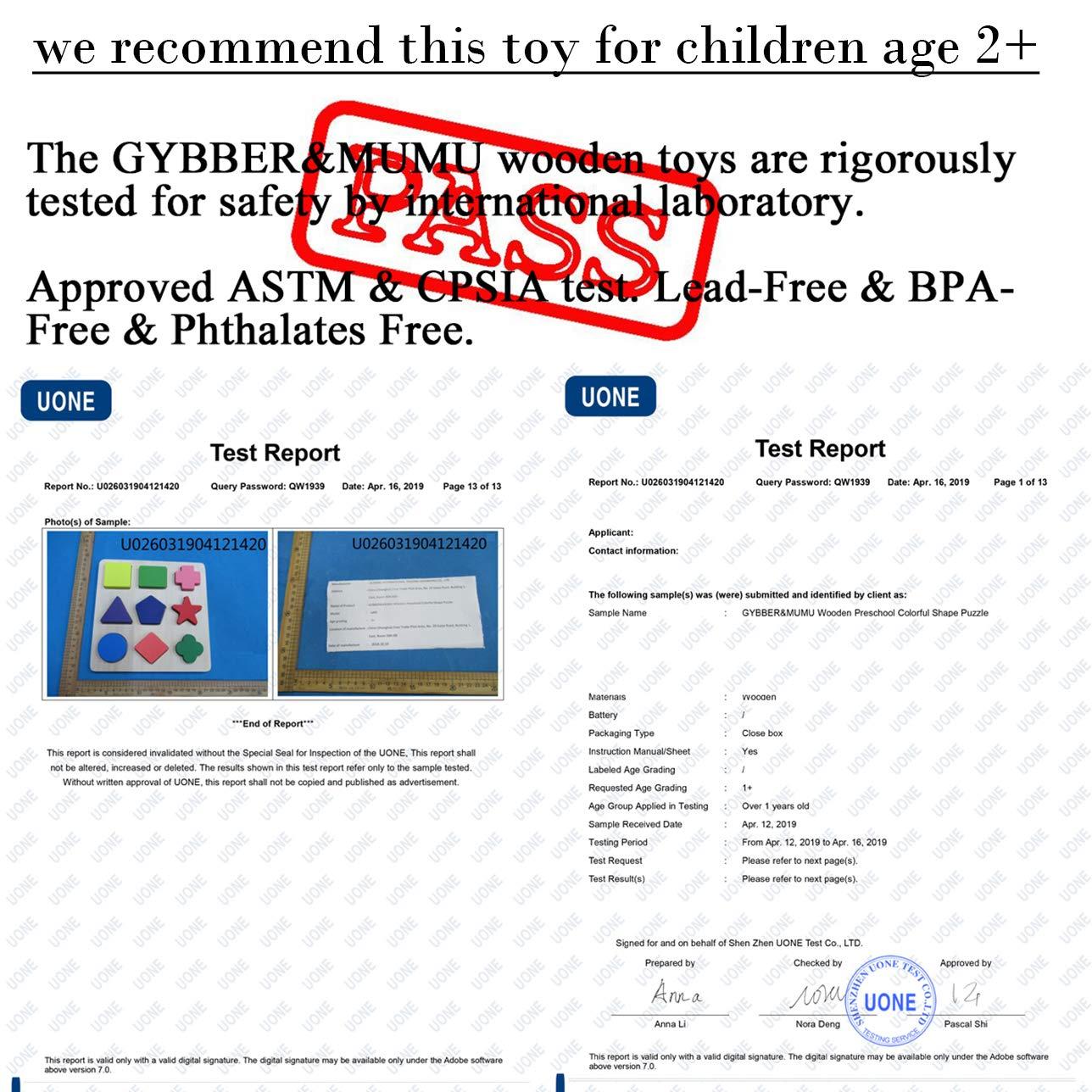 GYBBER&MUMU Preschool Colorful Wooden Shape Puzzle